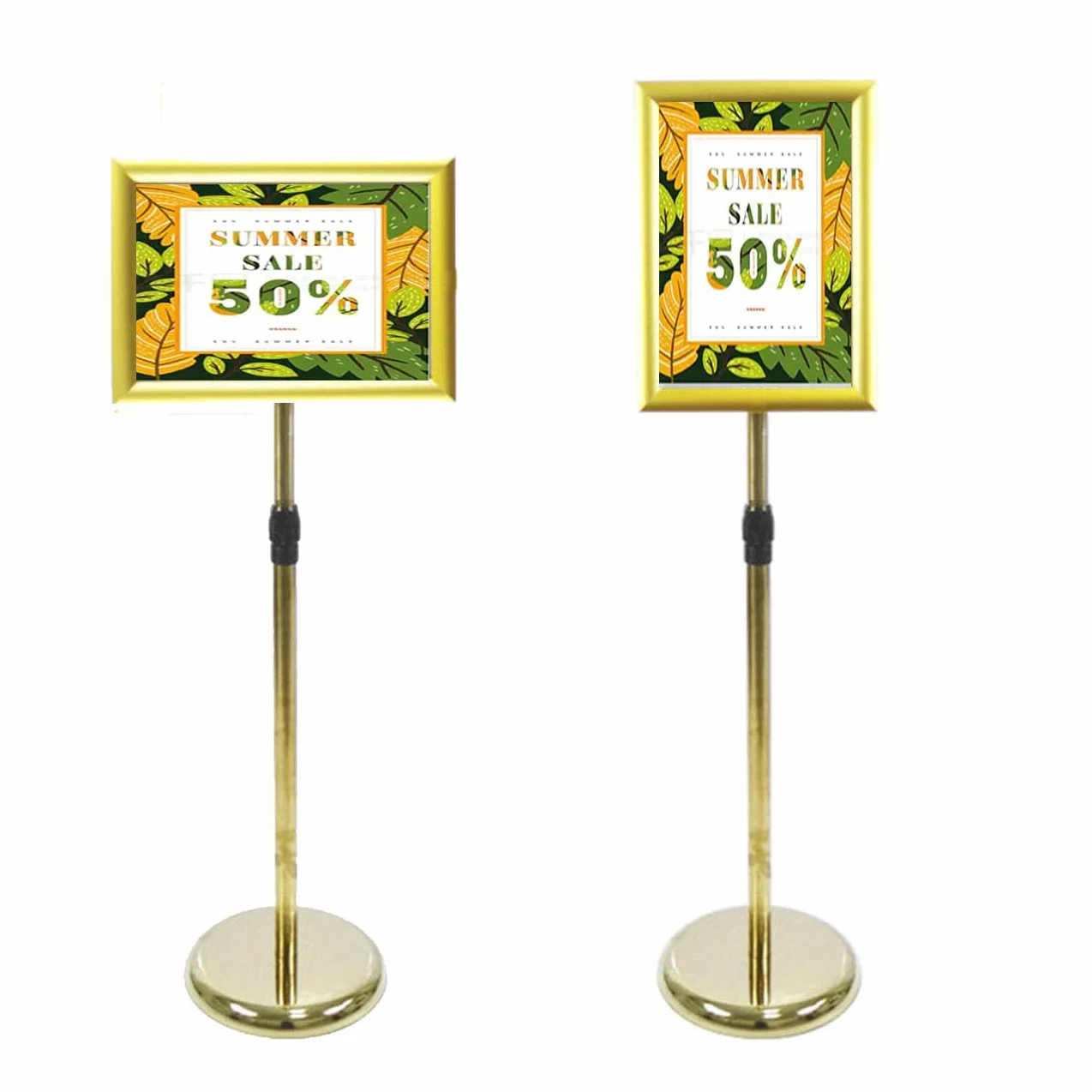 Supporto per Cartello con Cornice a Scatto Porta Poster A4 Espositore per Menu Espositore da Pavimento Regolabile Porta Cartello espositore A4 Supporto per Menu Poster a3 Oro