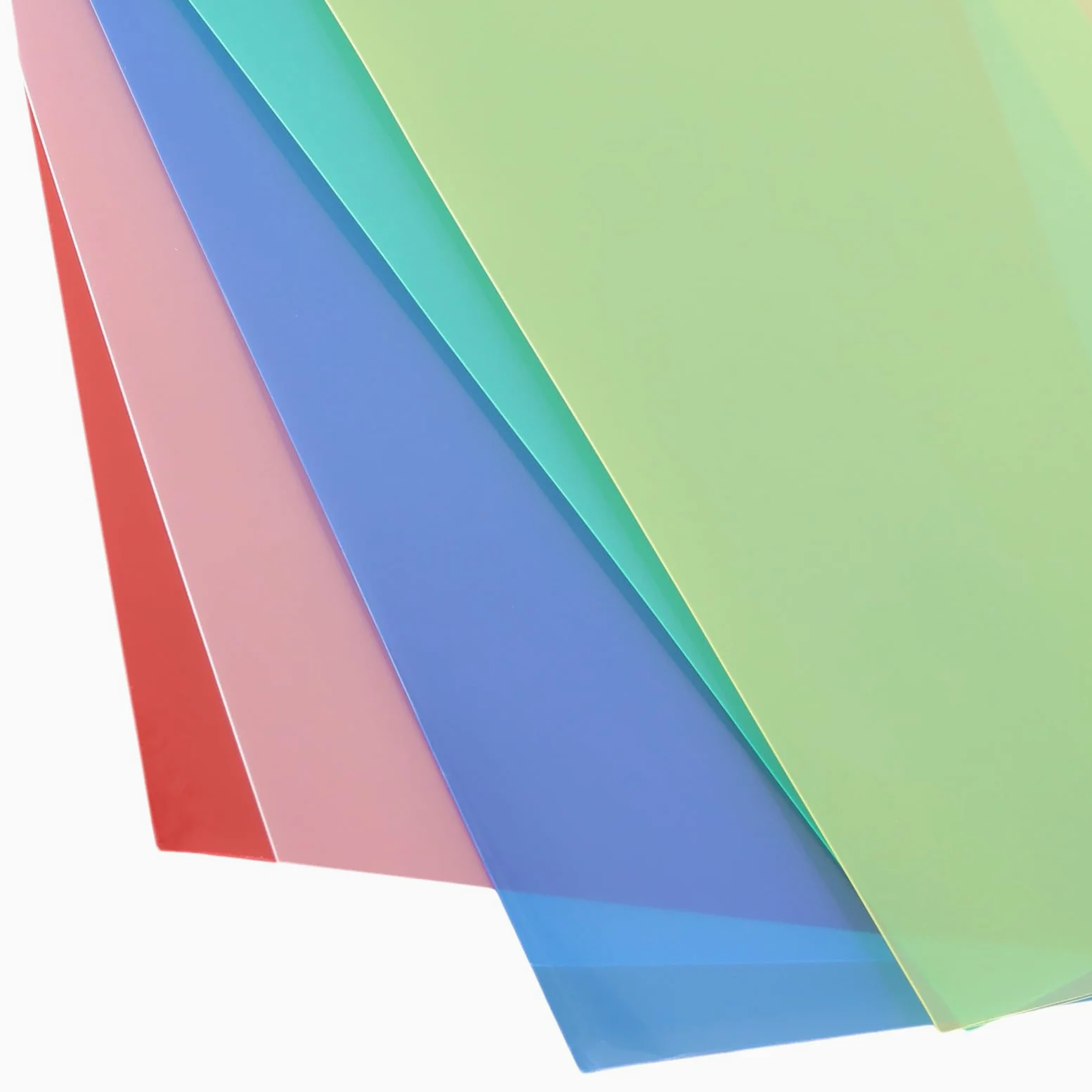 KEILEOHO 100 Cartelline in plastica A4, 180µ, Buste Trasparenti portadocumenti, Colorate Cartellina A4, aperte lateralmente, per ufficio e scolastico, 5 colori, trasparente, rosso, giallo, verde, blu