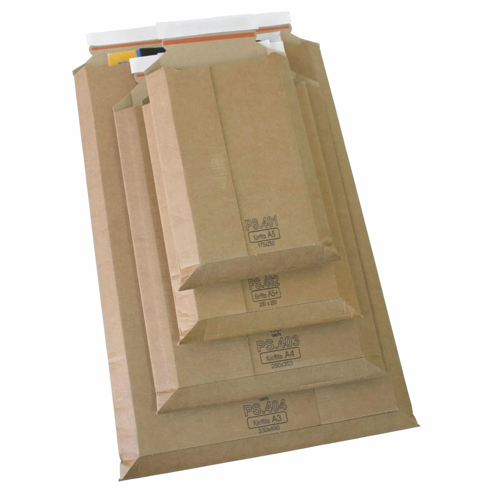 25 Buste di Spedizione A4 in Cartone Rigido Microonde 250 x 353 mm Espandibile Fino a 5 cm di Altezza Ideale per DIN Cartone 450 g/m2 Marrone Chiusura Autoadesiva (PS.403|A4)