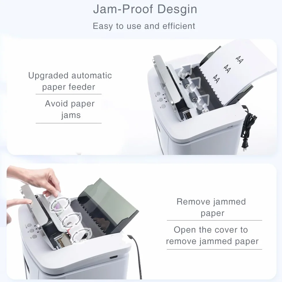 Tritacarte Distruggi Documenti Ufficio: 150 Fogli Capacità 25L Basso Rumore <60dB Protezione Sicuro e Silenzioso Surriscaldamento Carta Carta Credito Casa Scuola Cliniche Studi Legali