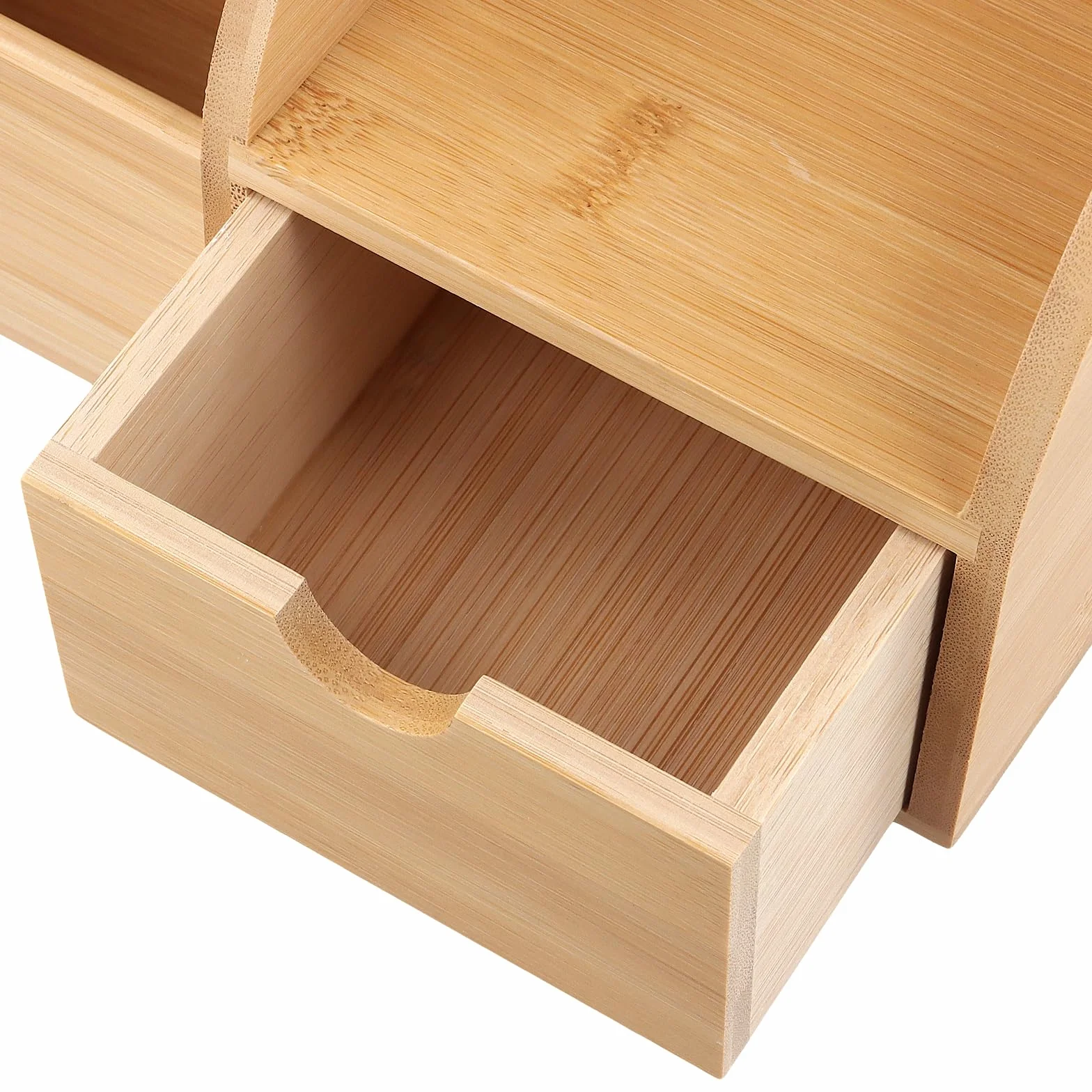 Organizzatore da Scrivania in Legno Naturale, 26 x 15 x 14 cm, Portapenne e Portaoggetti per Ufficio e Casa