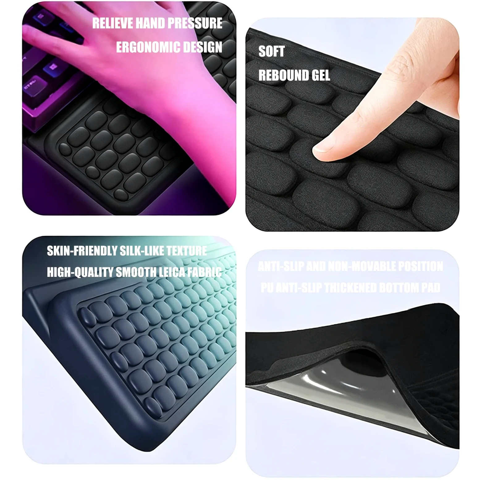 Poggiapolsi per tastiera dal design con gradienti colorati con base antiscivolo per migliorare il comfort della tastiera da gioco