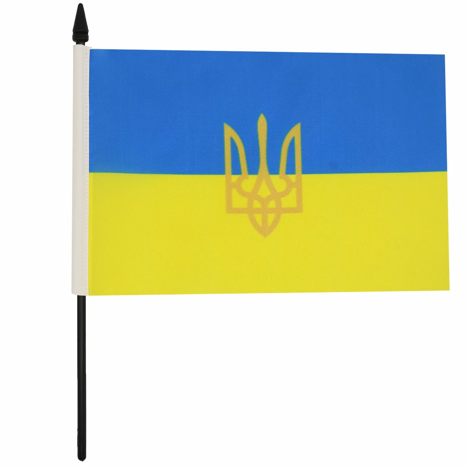AZ FLAG Bandiera da Tavolo Ucraina con Stemma 21x14cm - Piccola Bandierina Ucraina con Blasone