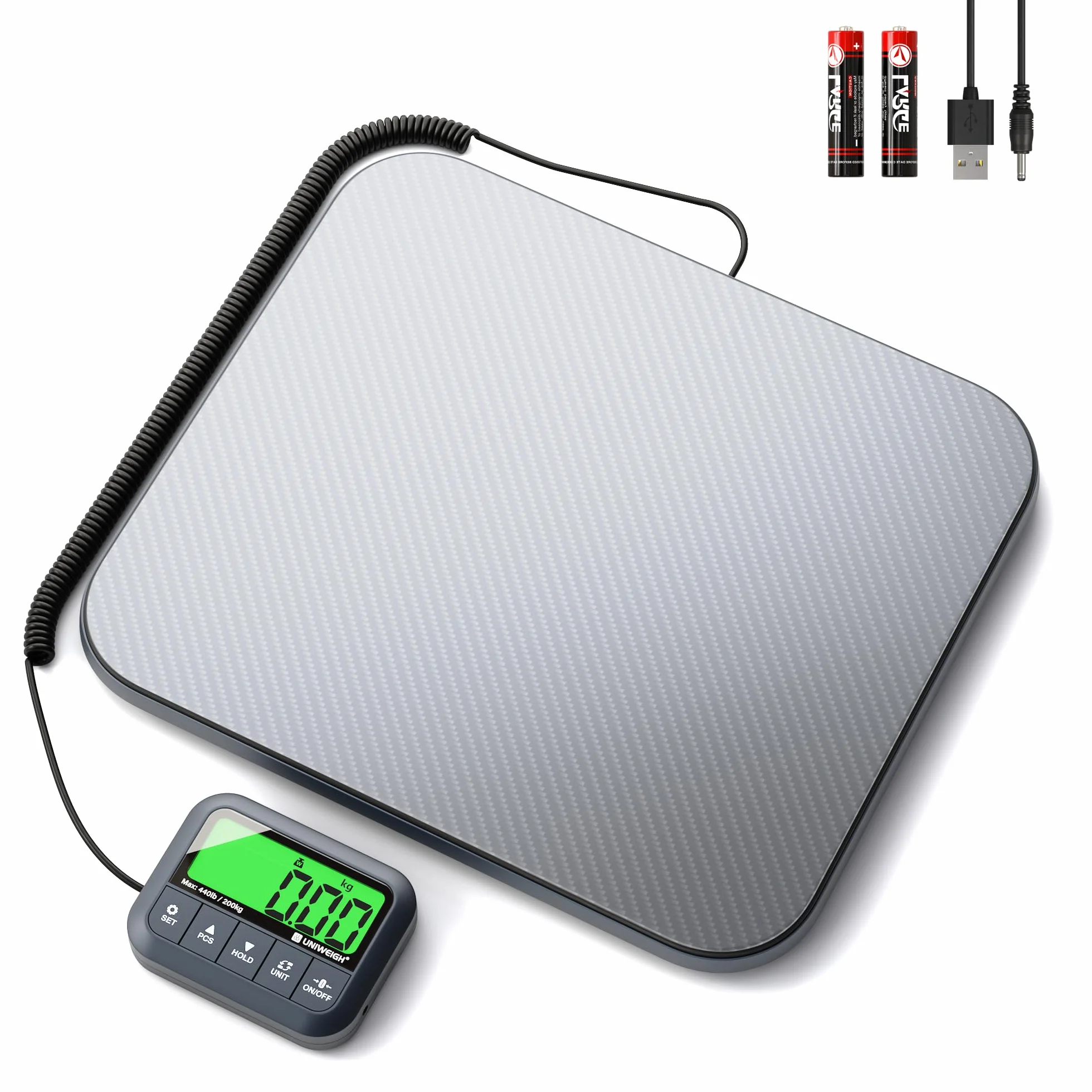UNIWEIGH Bilancia Postale Digitale 200kg 10g Alta Precisione con Funzione Hold Tara Conteggio