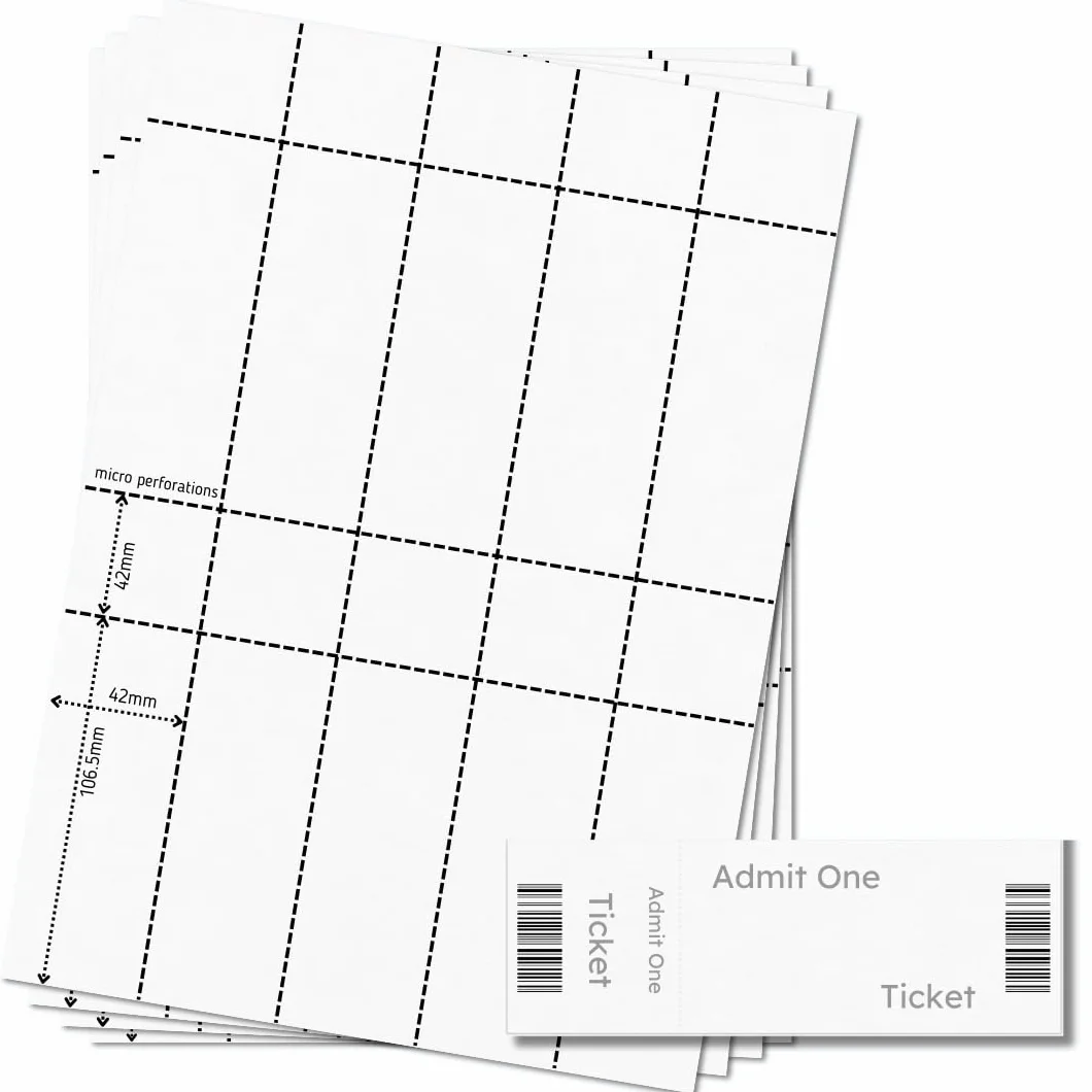 OfficeGear Biglietti per eventi 10-in-1 50 fogli 500 sztuk 148,5x42mm A4 150gsm Microforata