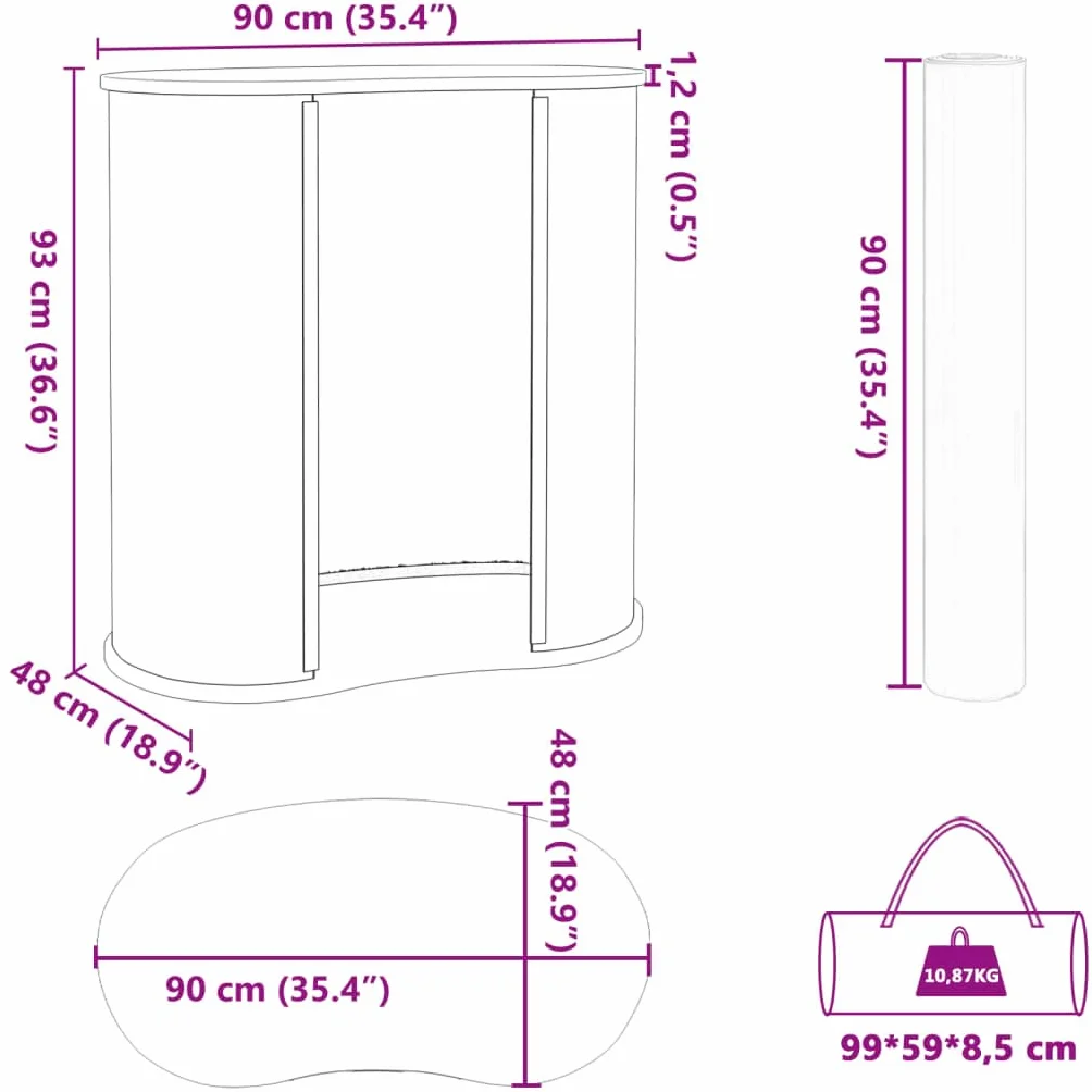 vidaXL Bancone Espositivo Pieghevole 90x48x93 cm in Truciolare, Bancone Reception, Stand Promozionale