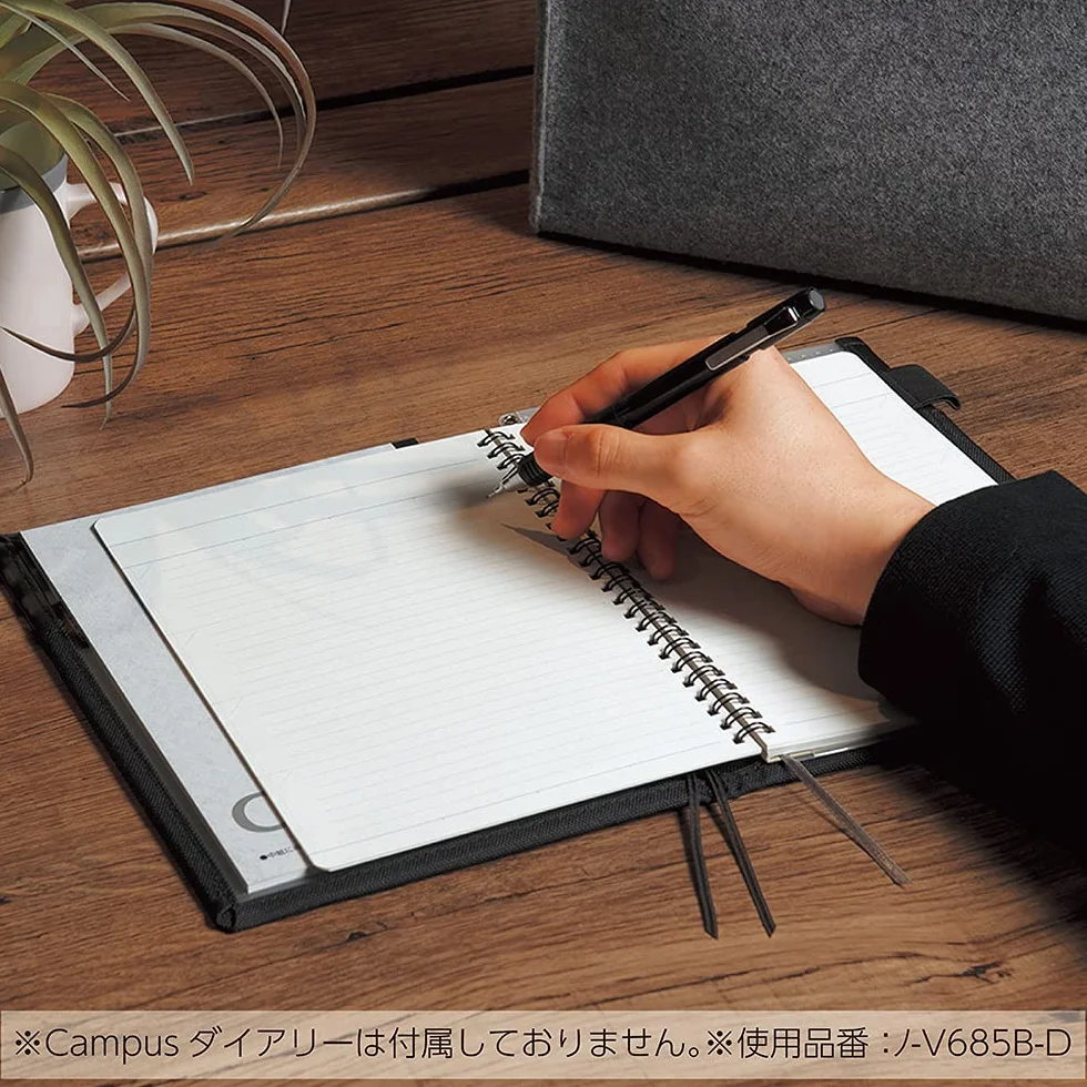Kokuyo Co., Ltd. Taccuino con anelli sistemici, formato A5, in pelle, colore blu navy, a righe, 50 fogli, Bruno -V685B-DB
