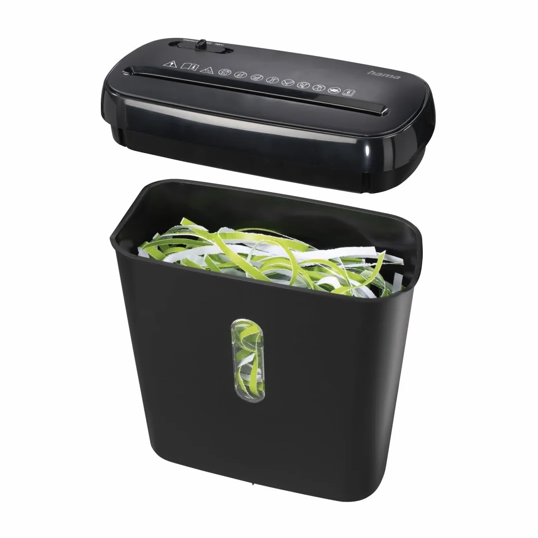 Hama - Distruggi documenti elettrico Basic S6, taglio a striscia, 8 lt, nero