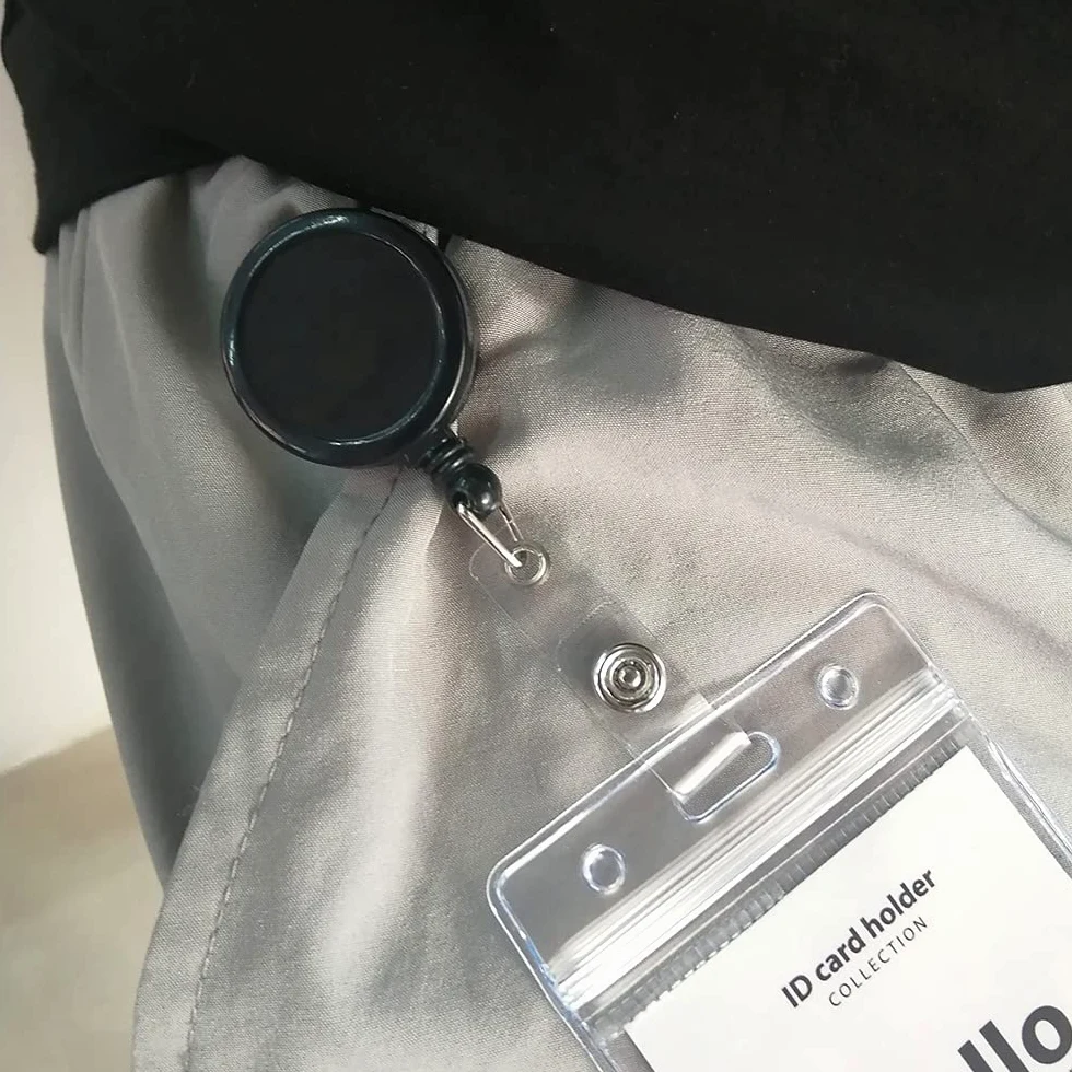 Premium Badges, confezione da 50 porta badge retrattili con clip a coccodrillo girevole, confezione da 6