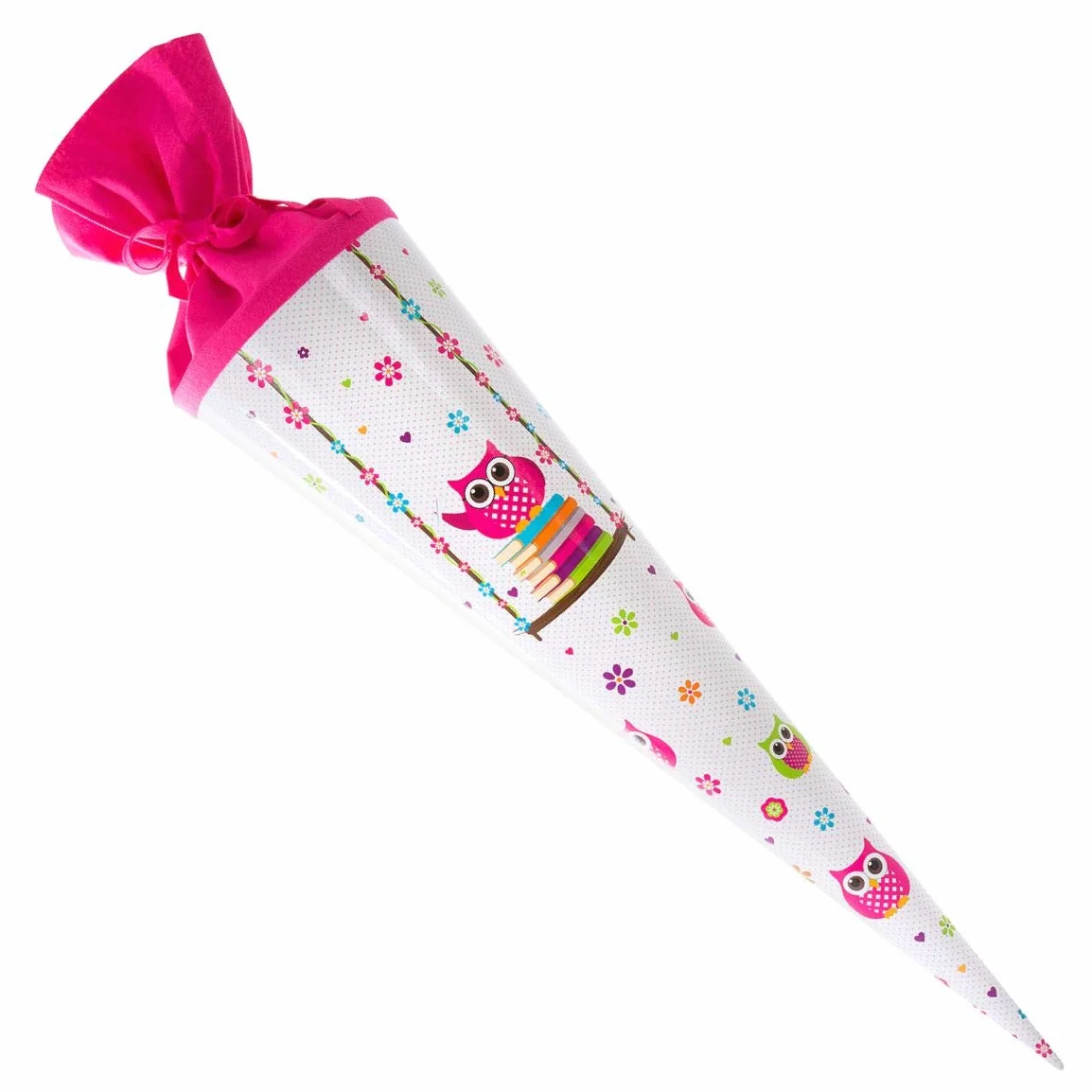 Goldbuch Sacchetto per la Scuola con Motivo Gufi, Sacchetto di Zucchero 70 cm, Sacchetto Regalo con Chiusura in Feltro
