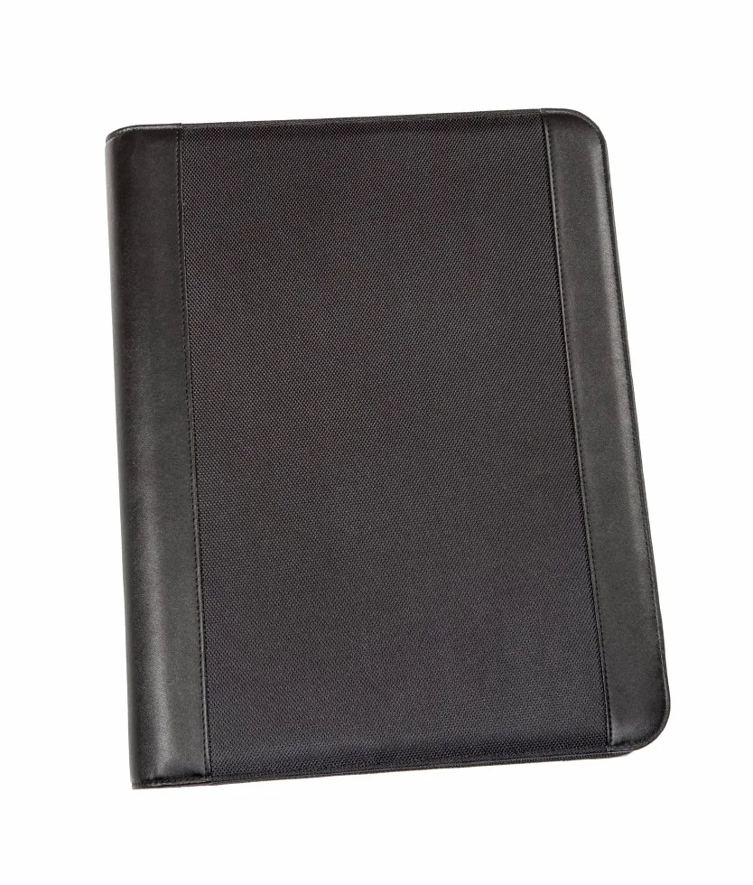 Cartella Portablocco A4 Frankfurt, Quaderno Ad Anelli Estraibile, Finta Pelle Nylon Nero