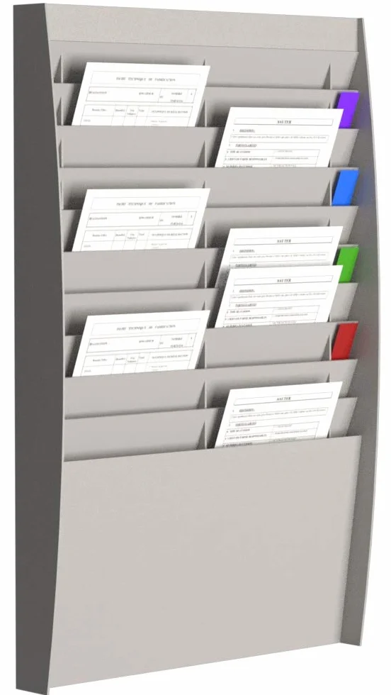 Paperflow A4V2X10.02 - Schedario da parete in polistirene grigio
