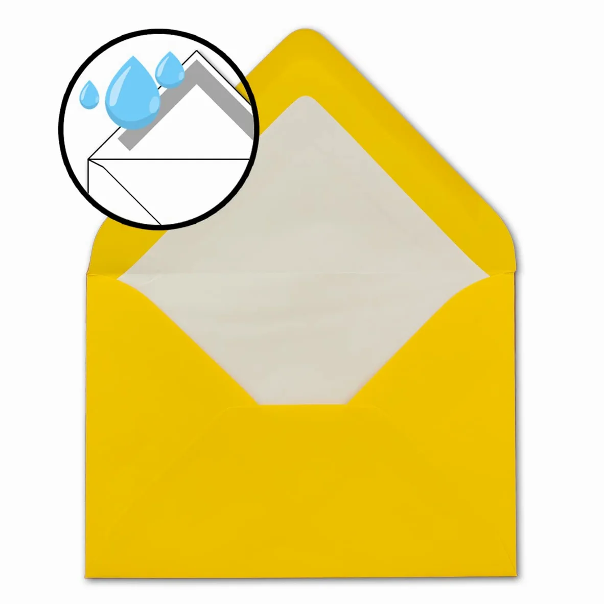 Glüxx-Agent - 600 buste per lettere, formato DIN B6, con fodera in seta bianca, 12,5 x 17,6 cm, 110 g/m², con incollaggio a umido senza finestra, colore: giallo