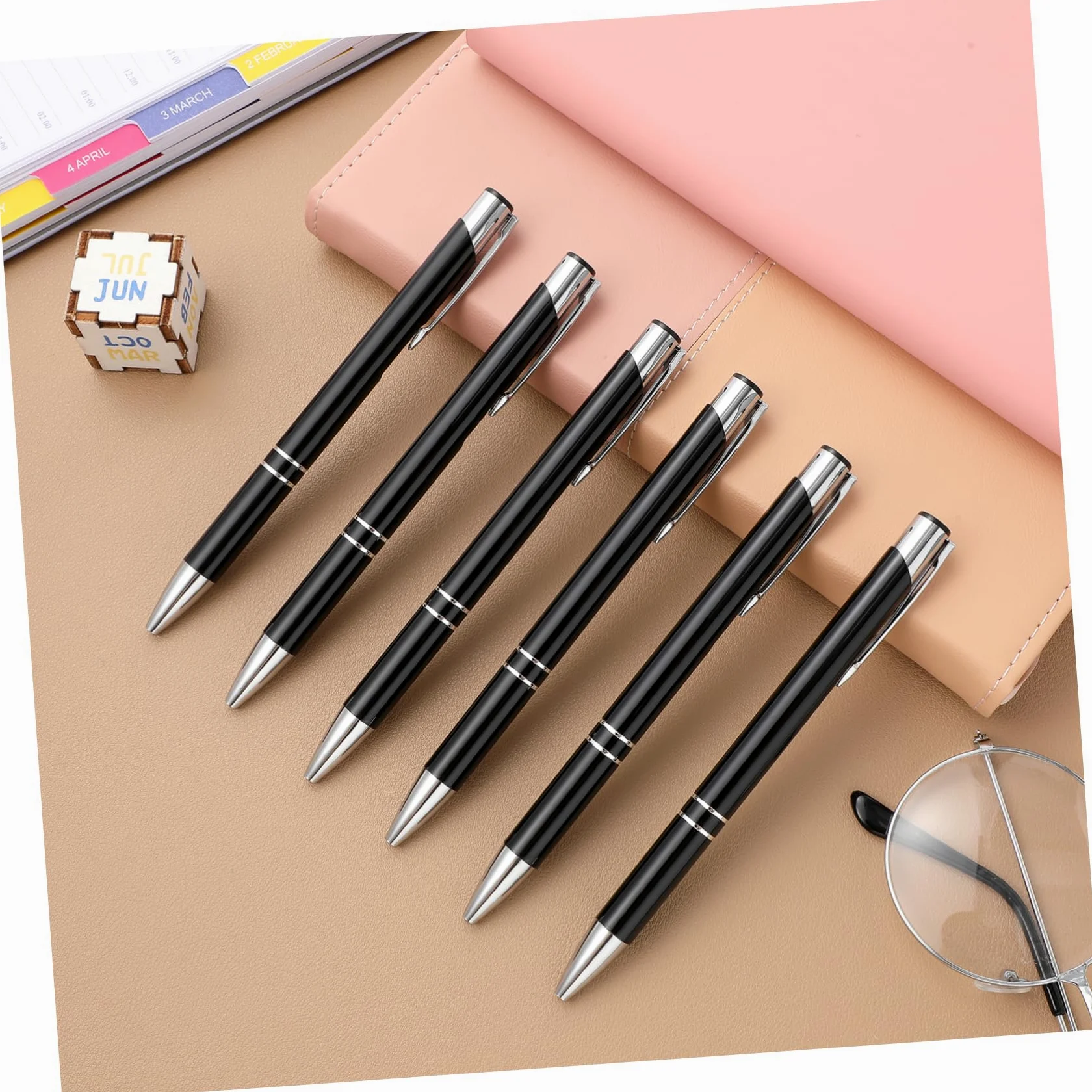 12 Pz penne a sfera punta fine penna da ufficio penne a sfera a punta fine penna uniforme sottili penne a sfera metalliche penne professionali penne metallizzate Black