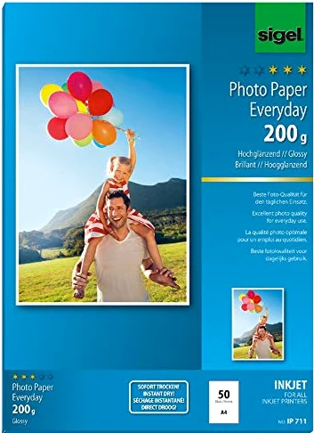 Sigel - Carta fotografica per stampante a getto d'inchiostro, formato A4, lucida, 1 confezione da 100 fogli