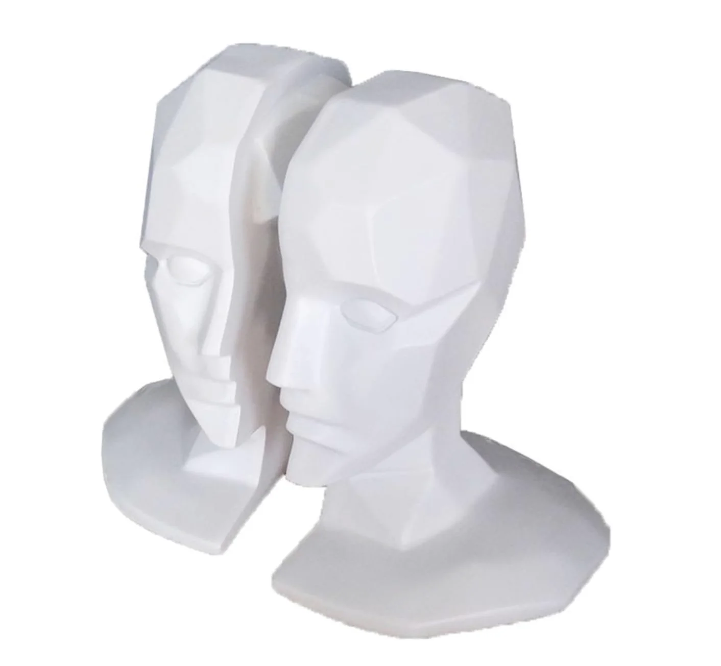 Reggi Libri, Fermalibri Fermalibri Geometria Fermalibro in resina Forma della testa Art Classico Leggero Lusso Ufficio Casa Scrivania(White)