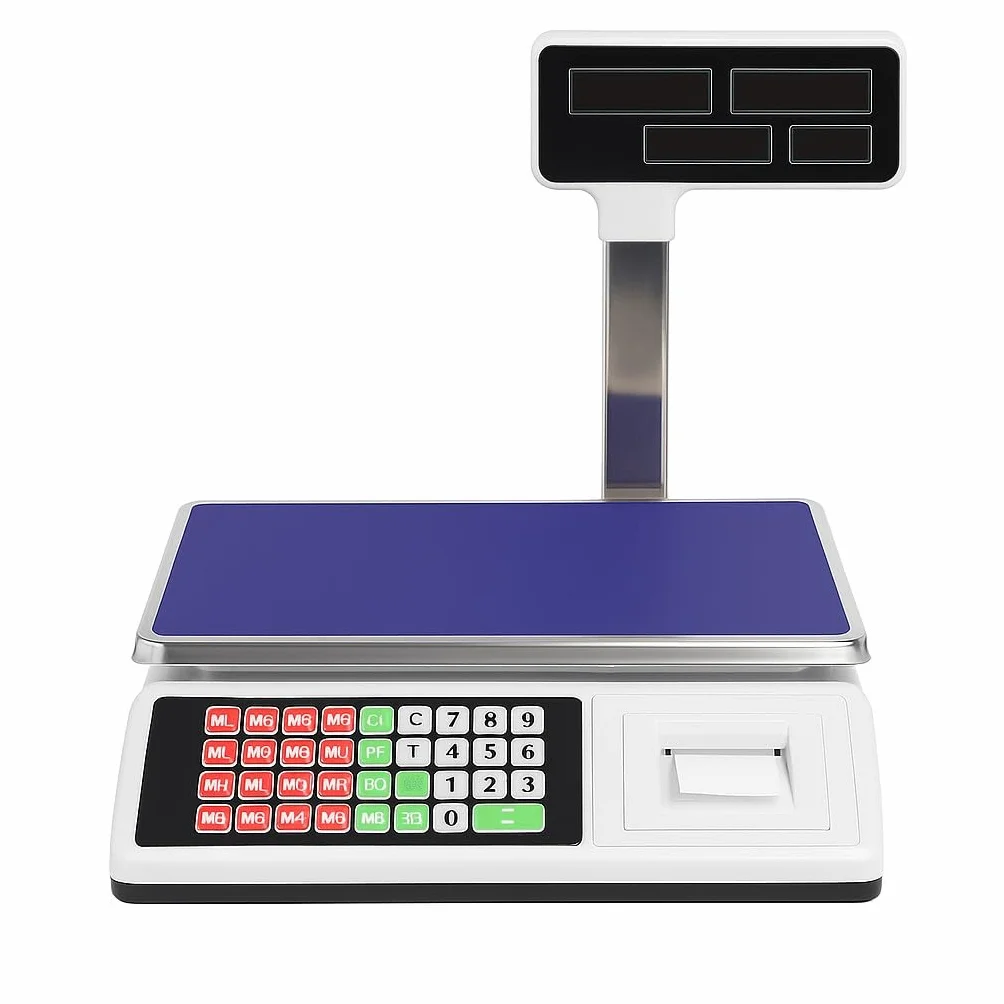 Bilancia Digitale 50kg con Scontrino – Display LCD su Braccio, Somma e TARA, Batteria Ricaricabile, Ideale per Negozi, Mercati, Banchi Alimentari - CW869