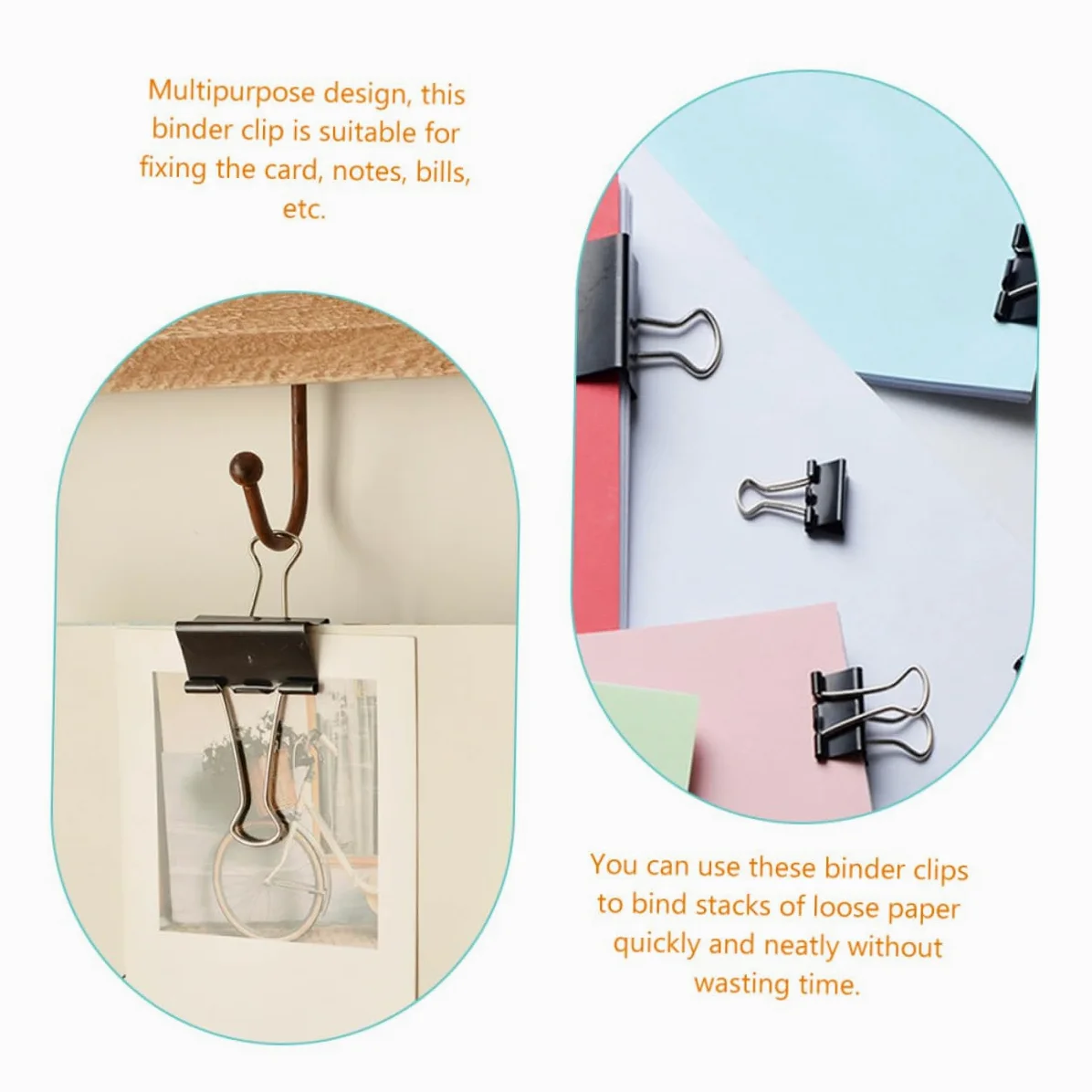Clip Fermagli per Raccoglitori Aziendali Neri 36 Pezzi in Ferro | Cancelleria Scolastica, Back To School Party, Graffette per Documenti, Office Binder Clips