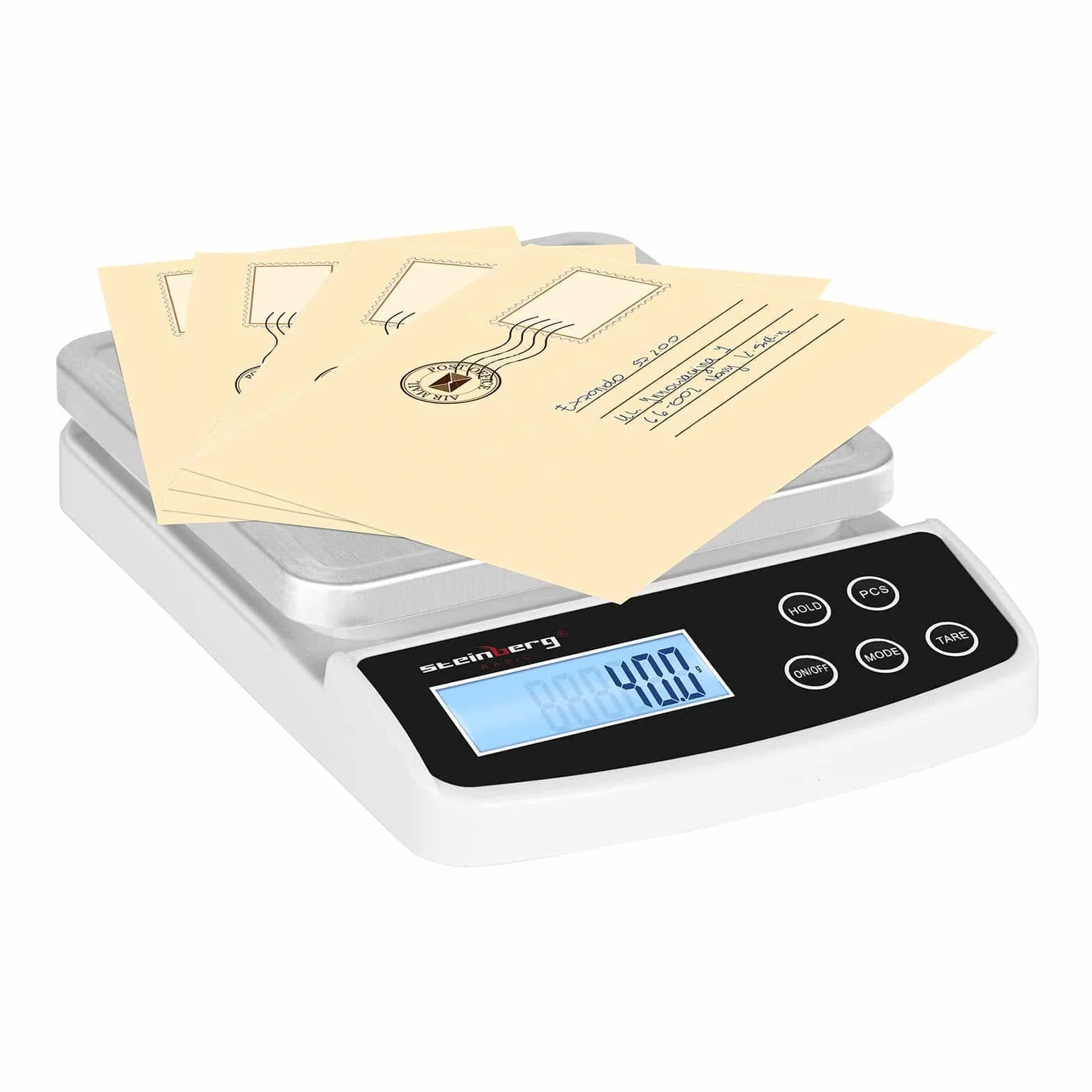 Steinberg BASIC SBS-LW-5000/100 Bilancia Elettronica Digitale Pesalettere 5 kg 0,1 g Schermo LCD Retroilluminazione Argento