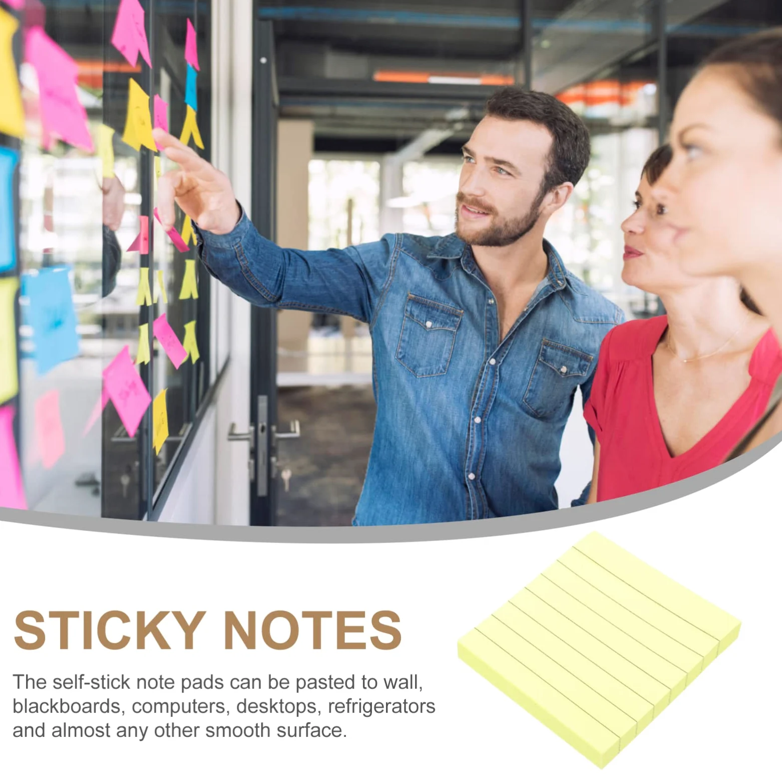 Hemobllo 800 fogli Note Adesivi Luminosi Lined Self Stick Pads Gialli per Ufficio Pratici e Facili Rimuovere per Lisce e Messaggi Visibili