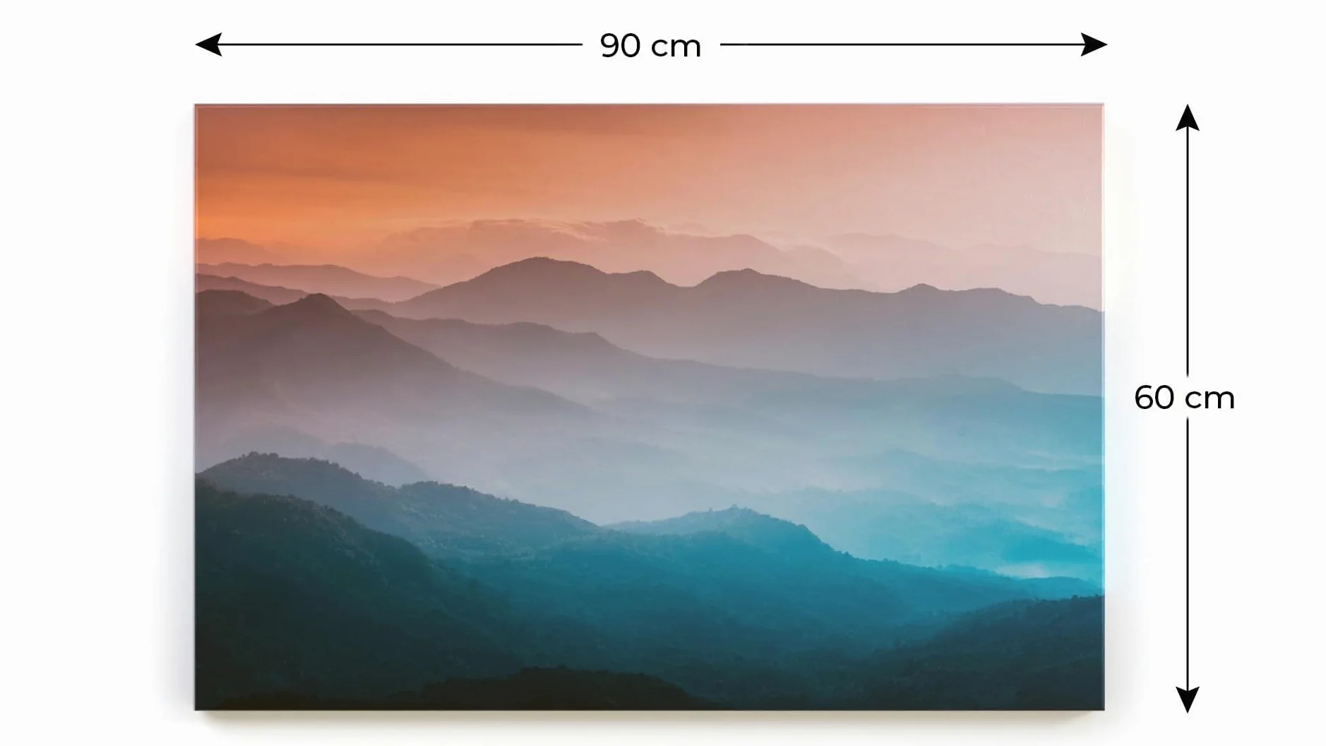 ALLboards Lavagna magnetica CANVASboards 90x60cm – Colline Nebbiose all’Alba, lastra adatta per tutti i tipi di calamite