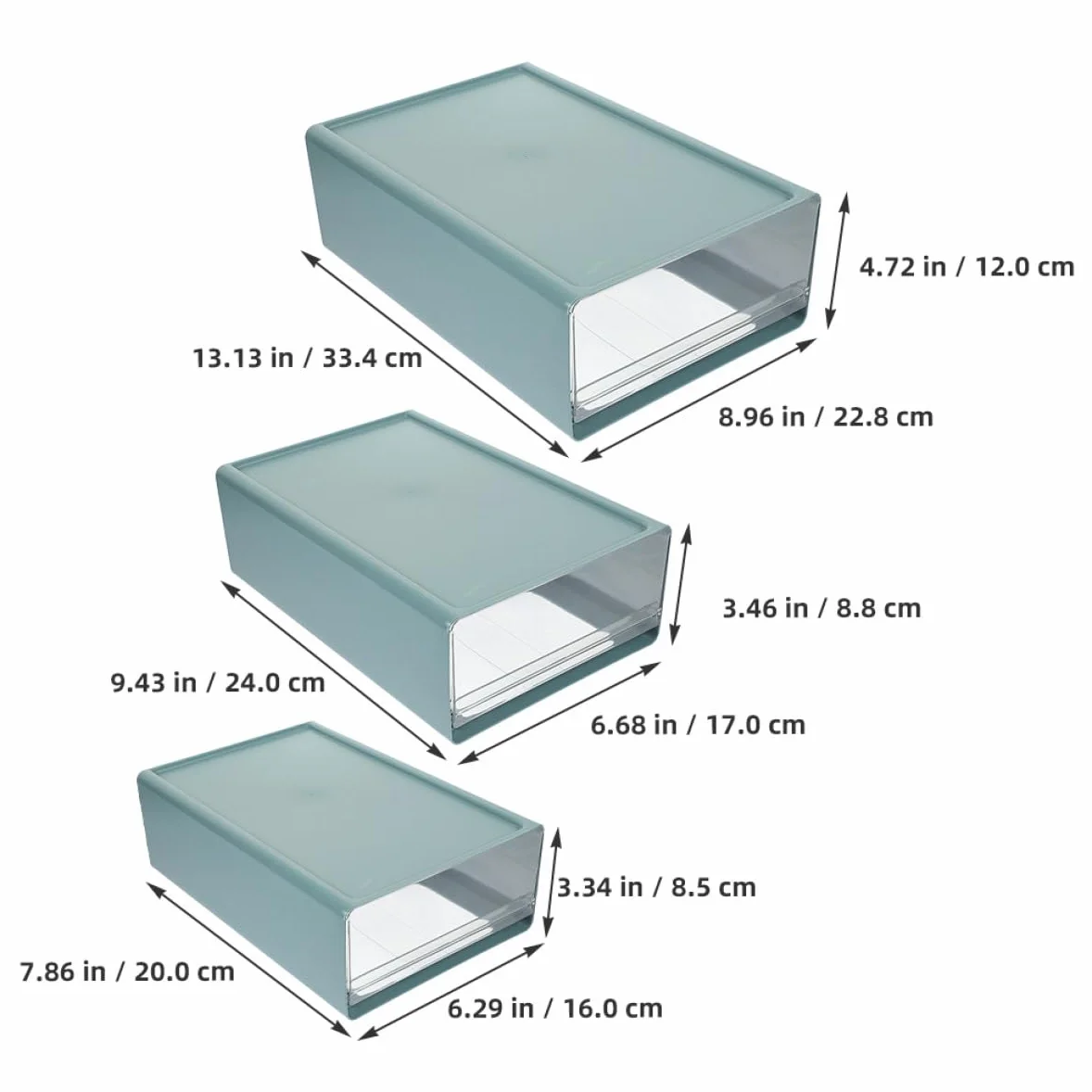 SHINEOFI Organizer da Scrivania a Cassetti 3 Pezzi Blu Hips Pet | Moduli Scomparti Regolabili, Struttura Robusta, per Vanity e Ottimizzazione dello Spazio