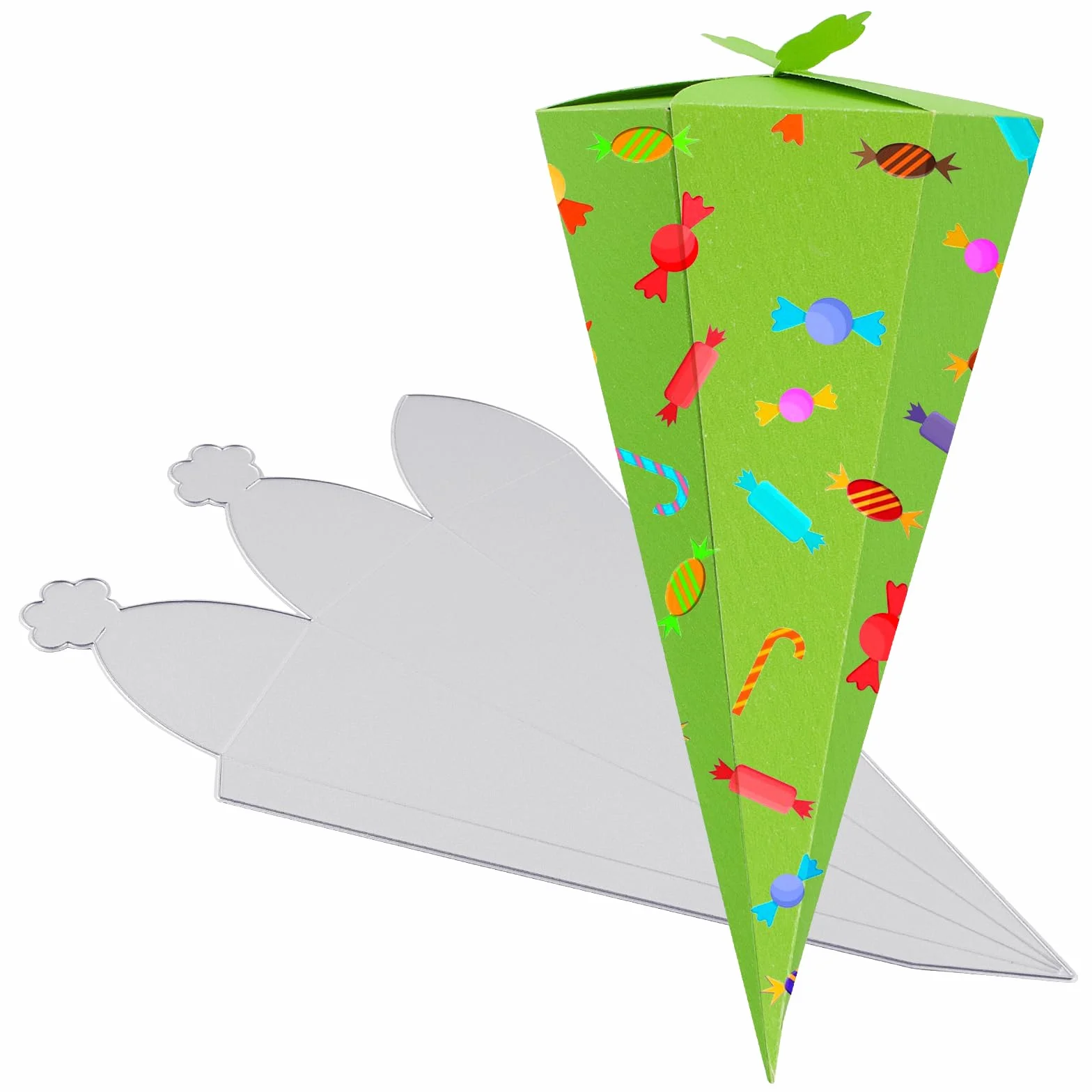 BETESSIN Fustelle Stencil Cutting Dies Scatola School Cone Compleanno Bomboniere Cono Artigianato