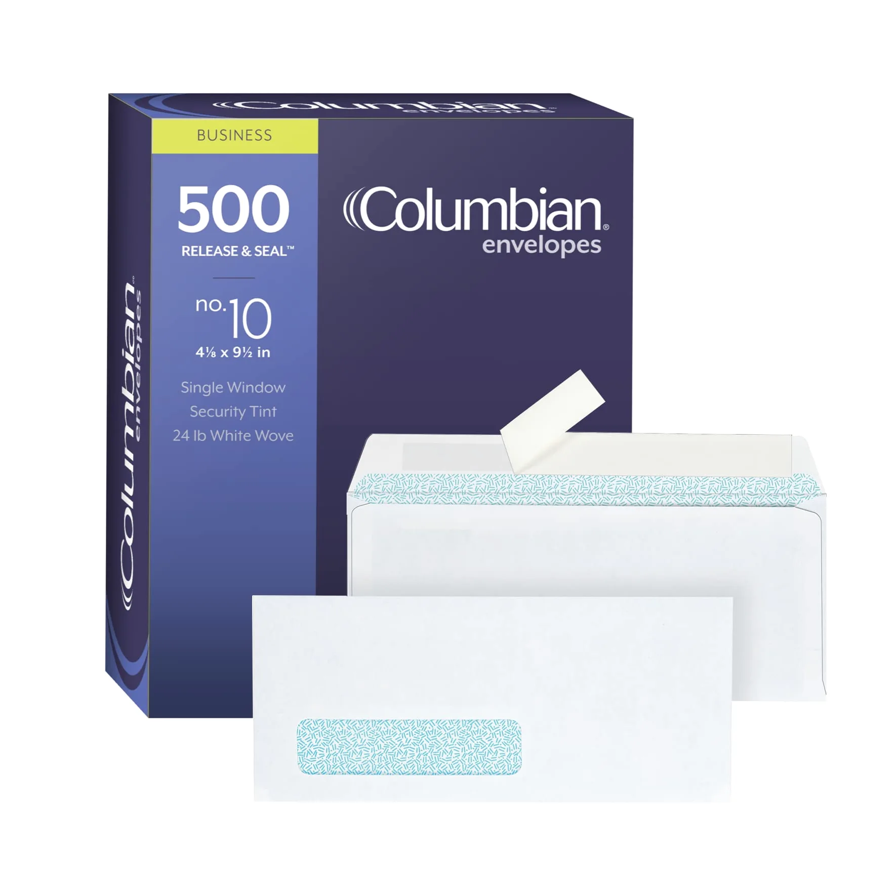 Columbian #10 Buste di sicurezza con finestra singola, 10 x 24 cm, autosigillanti, bianche, per spedire fatture, dichiarazioni e documenti, confezione da 500 pezzi (COLO339)