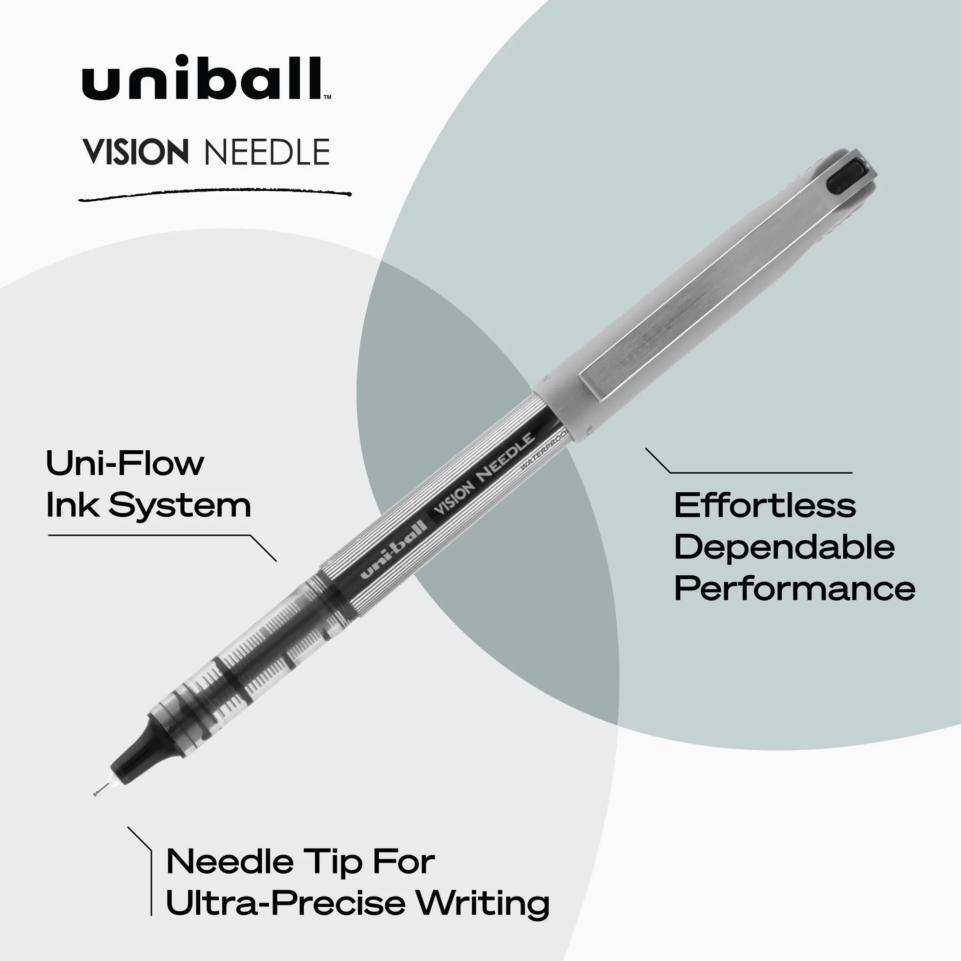 uni-ball Vision, penne a sfera, punta fine, inchiostro nero, 36 pezzi