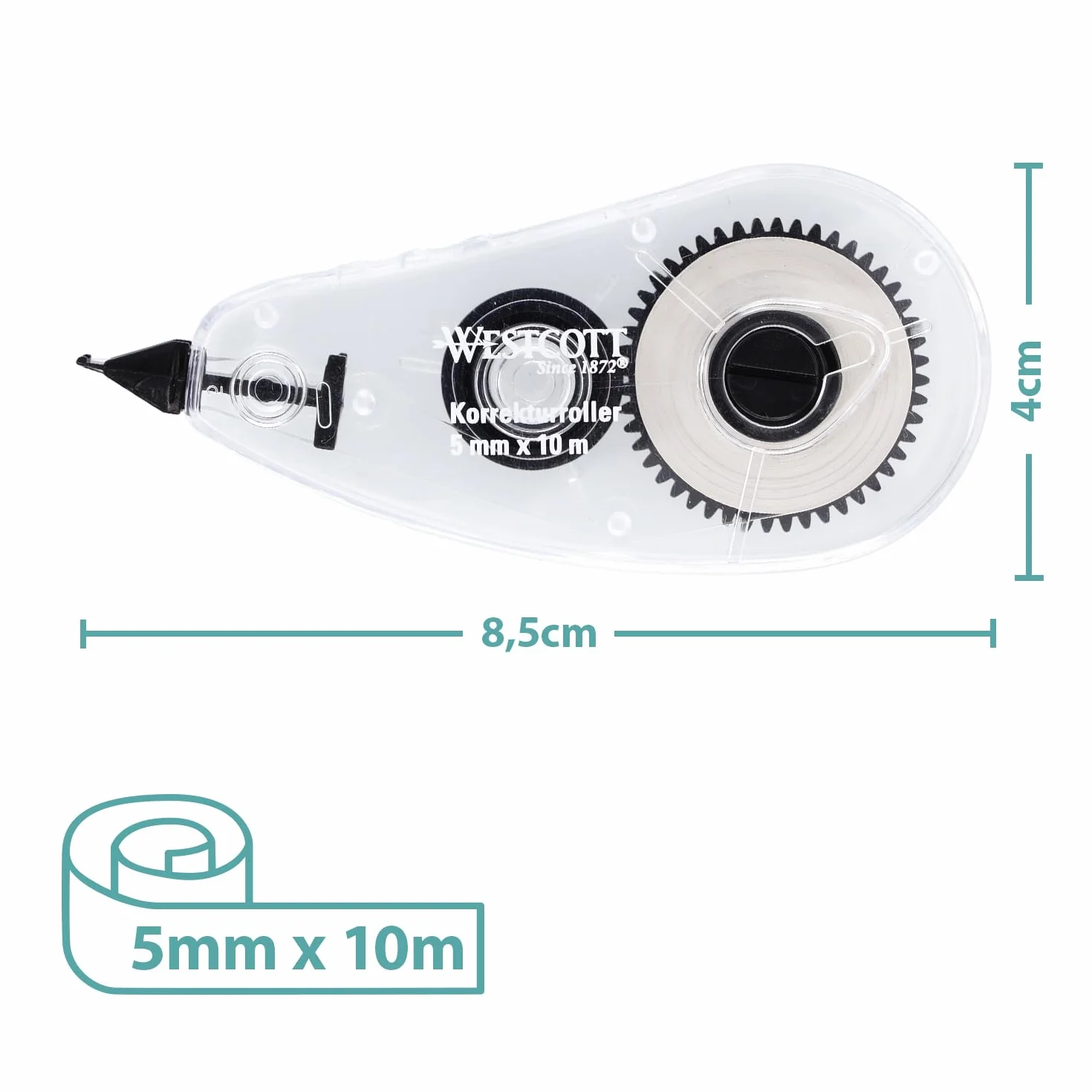 Westcott Rullo di correzione bianco 10 m x 5 mm preciso coprente scrivibile
