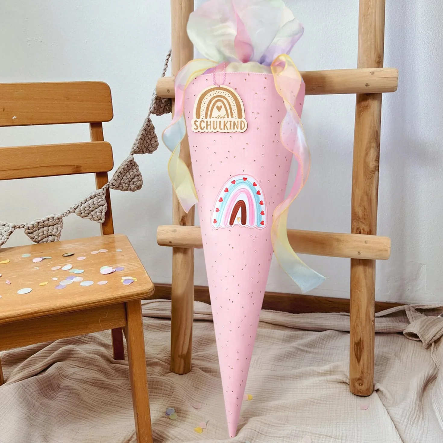 Inizio della scuola, grande sacchetto di zucchero, rosa