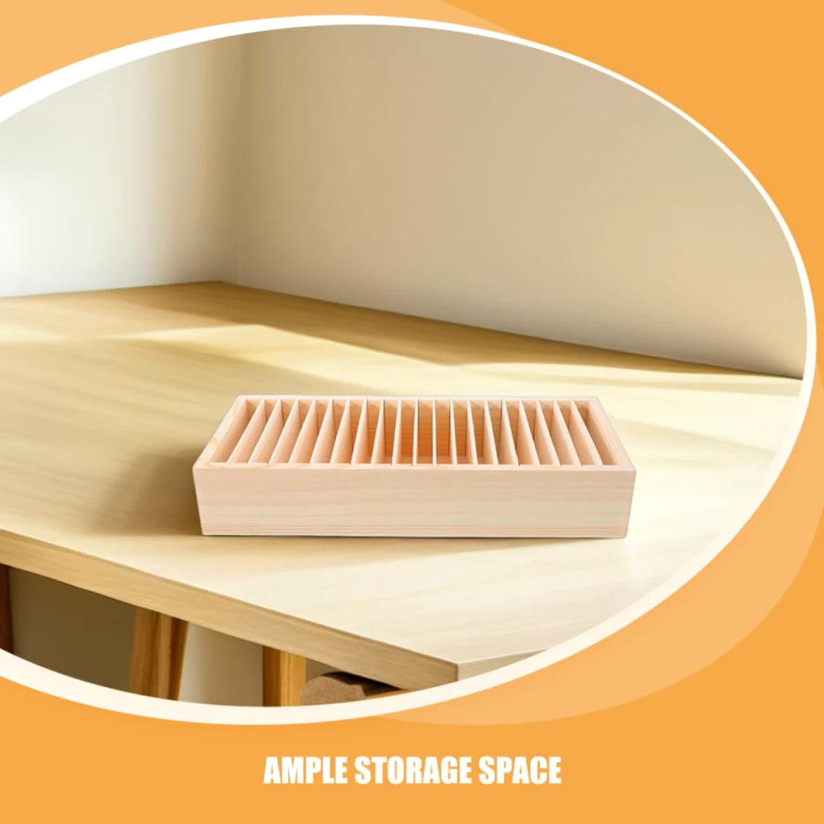 2pezzi Scatola in Legno Multi-scomparti Porta Carte Porta Biglietti da Visita Organizer Rimovibile per Ufficio Casa con Spazio Ampio e Materiale Robusto Naturale