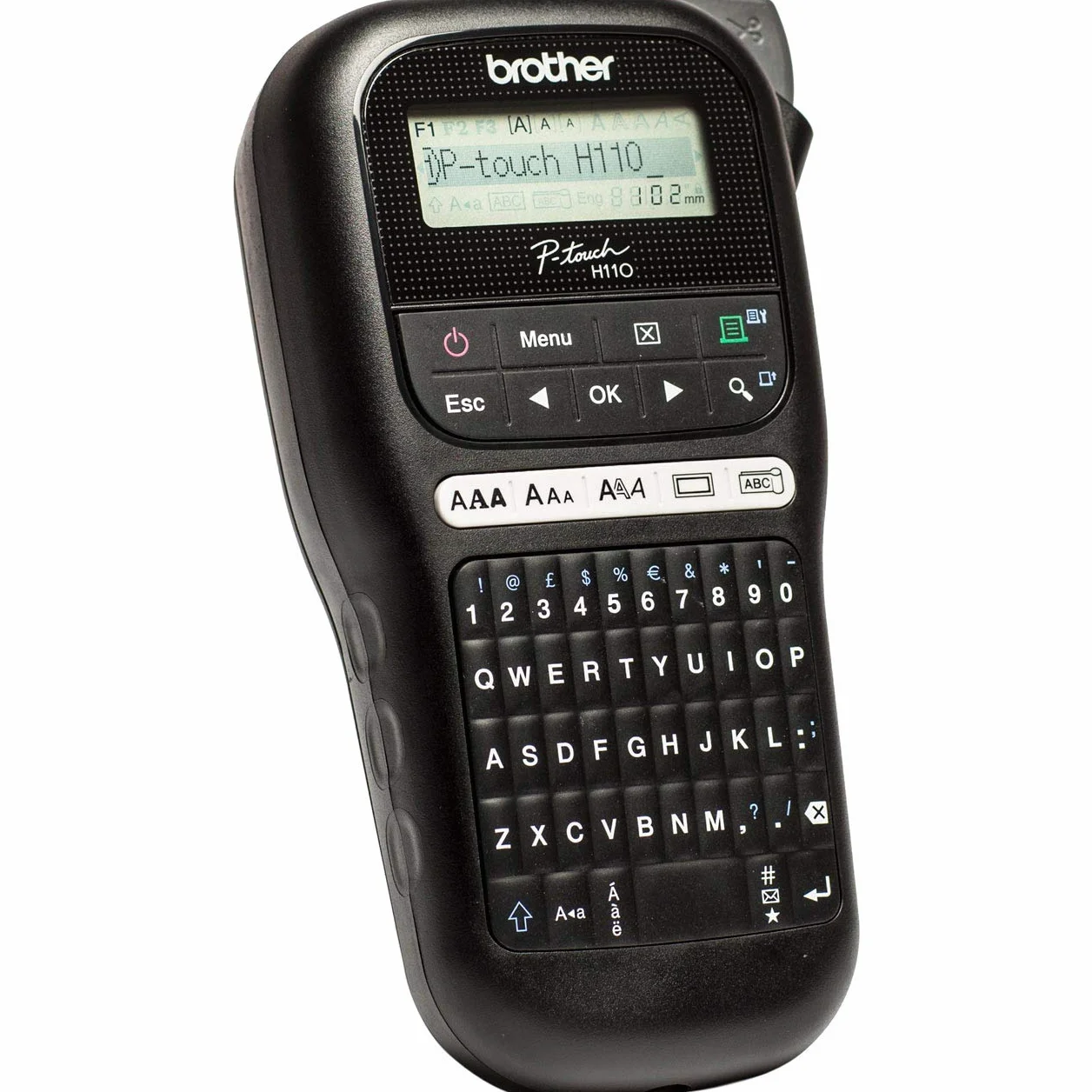 Brother PTH110 Etichettatrice Palmare Professionale Tastiera QWERTY Display LCD 253 Simboli Nastri TZE 12 mm Nero