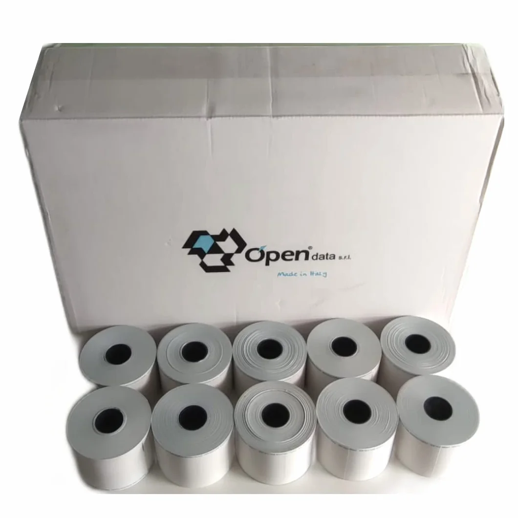 Opendata Rotoli di Carta Termica Adesiva Per Bilancia – Rotolo Termico Adesivo 60x40mt con Anima 25 mm (Confezione da 10 Rotoli)