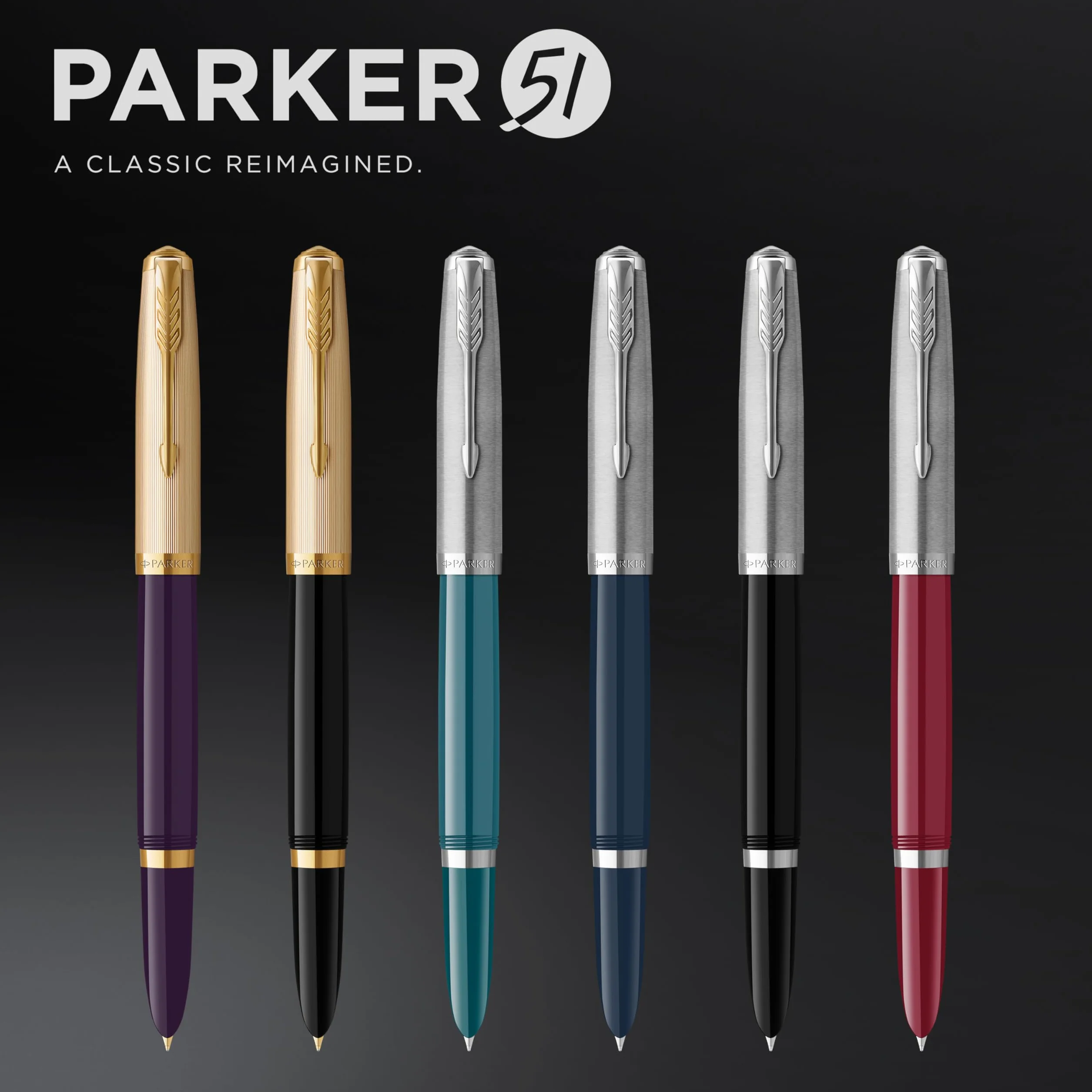 Parker 51 penna stilografica | Corpo blu foglia di tè con finiture cromate | Punta media con ricarica di inchiostro nero | Confezione regalo