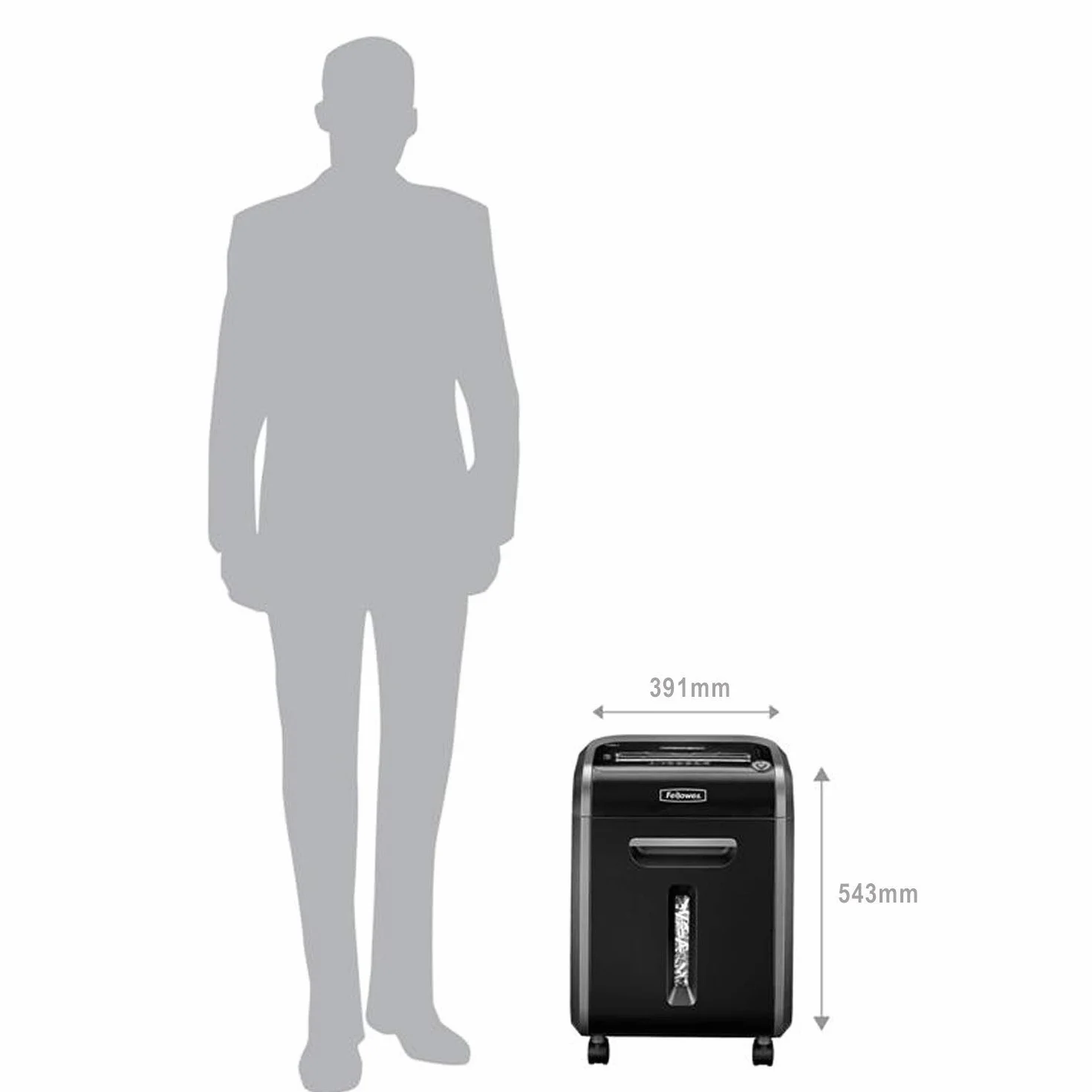 Fellowes distruggi documenti a frammento 79Ci, 16 fogli, per piccolo ufficio, da 1 a 3 utenti, cestino da 23 litri, distruggidocumenti con tecnologia Safesense e anti inceppamento, nero