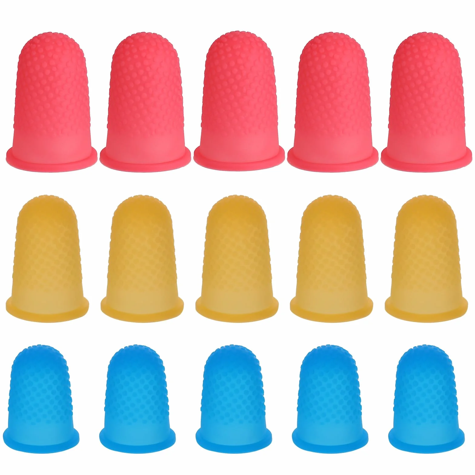 COMNICO 15 ditali in gomma per dita, 3 colori, riutilizzabili, per artigianato