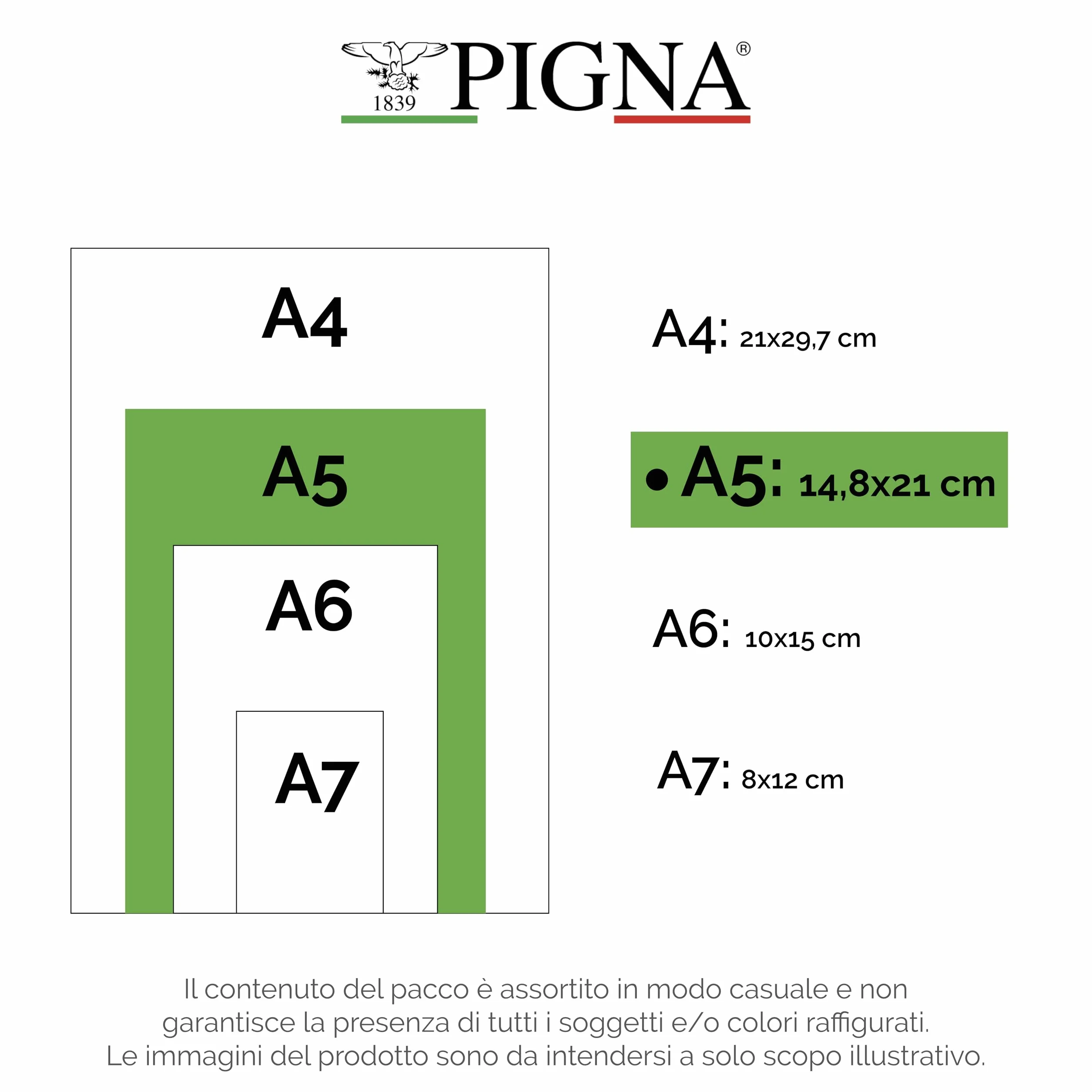 Quaderni A5 PignaColours, righe 1A e 2A Elementare, carta 80 g, 10 sztuk