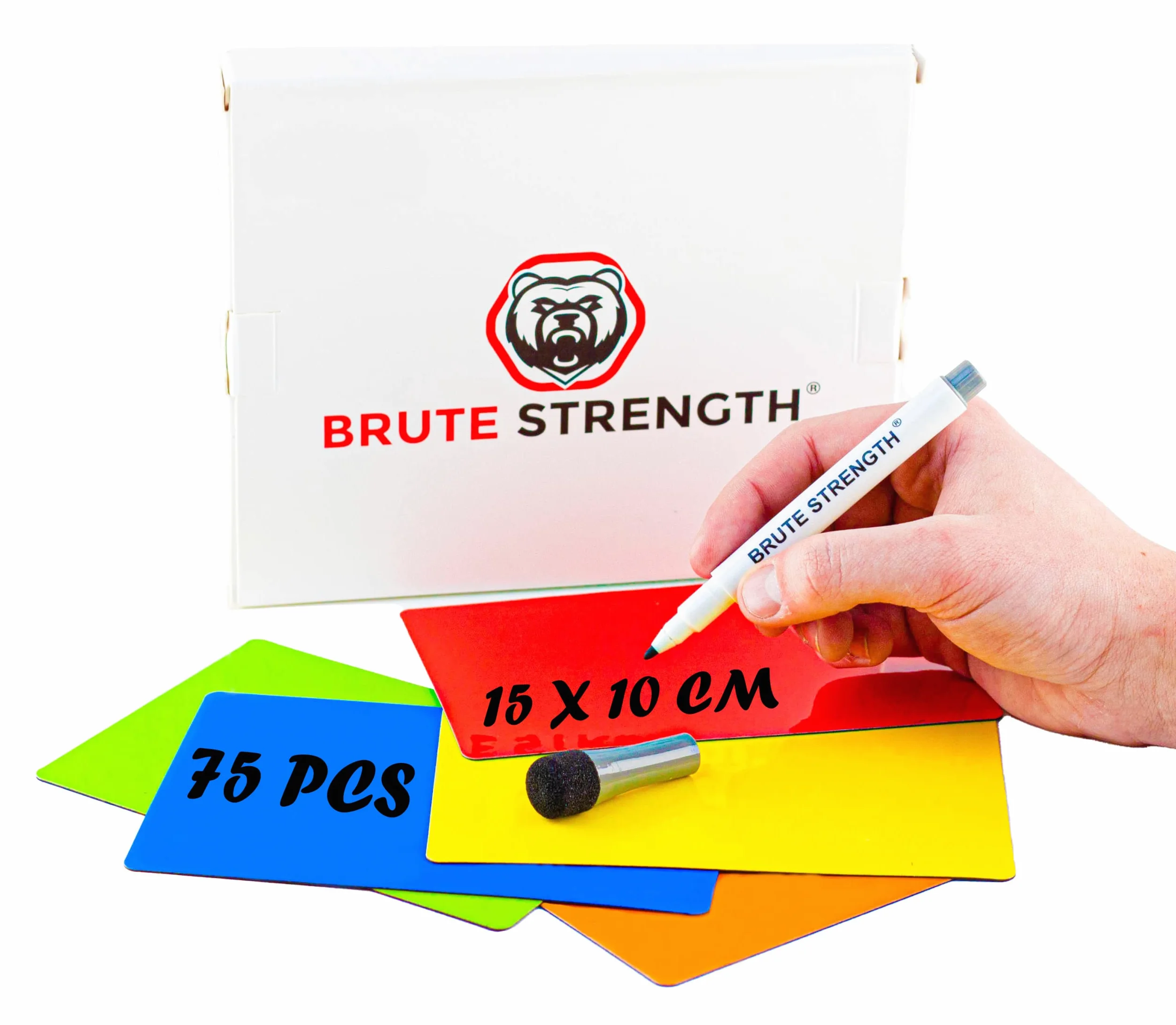 Schede magnetiche cancellabili – 75 pezzi – 15 x 10 cm – 5 colori | Schede magnetiche riutilizzabili per Scrum, Kanban e pianificazione; pennarello cancellabile incluso
