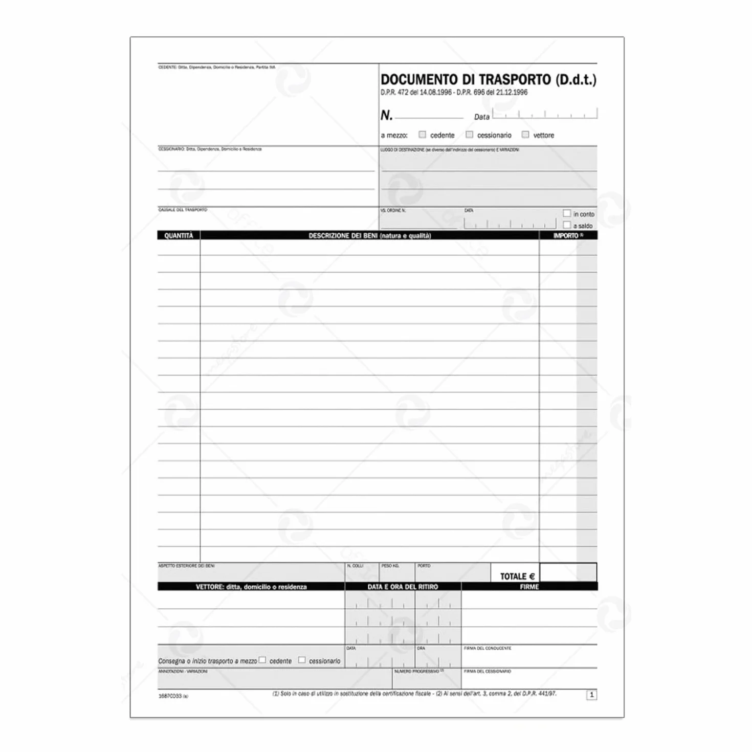Documento di Trasporto DDT 29,7x21 cm Triplice Copia Autoricalcante 5 Pezzi
