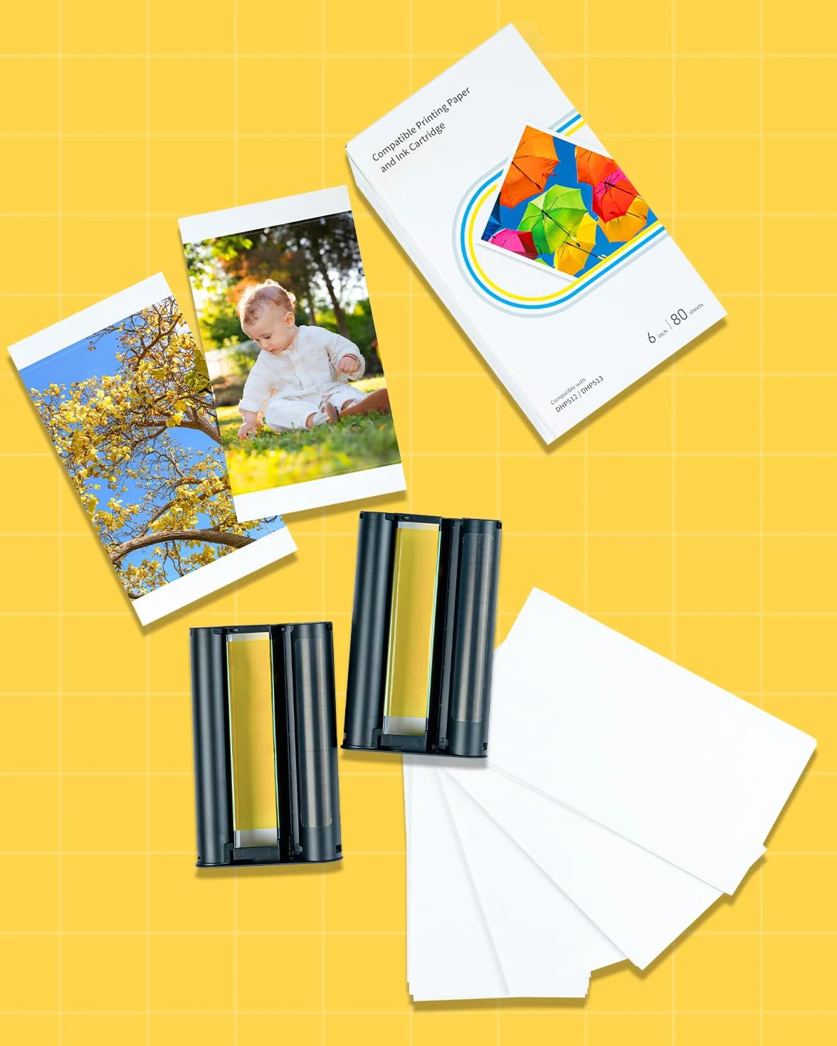 Liene Amber M100/M200/M110/M210 4"x6" Carta Fotografica LP-80 10x15cm Pacchetto 80 + 2 Cartucce Inchiostro