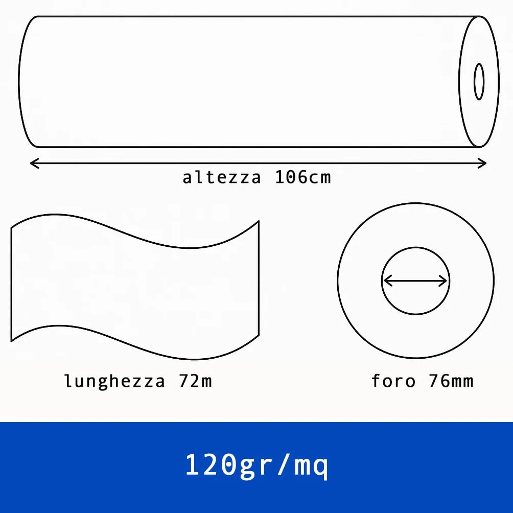 Kanzan Carta Plotter 106cm x 72m 120g/m² Inkjet Alta Qualità