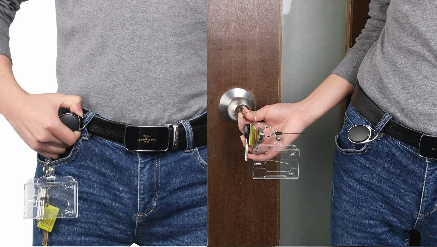 Vicloon Porta Badge Retrattile Bobina ID Portabiglietti con Portachiavi Estensibile Set da 3 pezzi per Ufficio