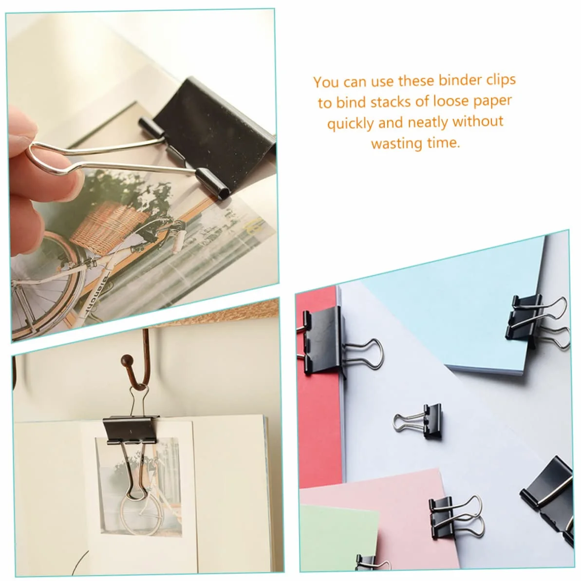 Binder Clips Large 51mm Neri in Ferro, 36 Pezzi, per Documenti | Festa Scuola Decor, Paper Clips e Paper Clamps, Facile Rimozione per Note e Bollette