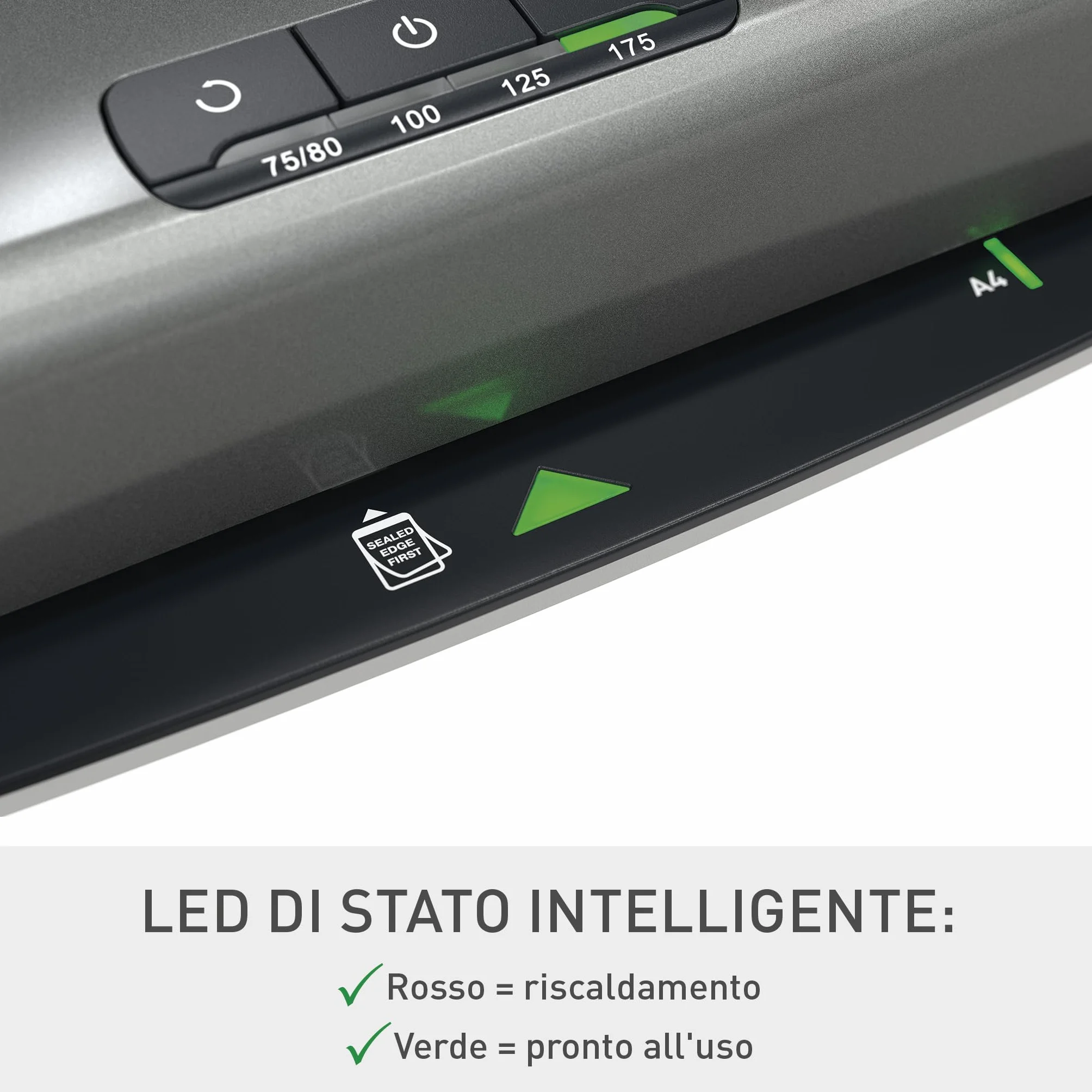 Leitz iLAM Office Pro Plastificatrice A3 ? Riscaldamento ultra-rapido in 1 min, 75-125 mic, anti-inceppamento, spegnimento automatico, include 5 pouch A4 per plastificazione, grigio-bianco, 75180084