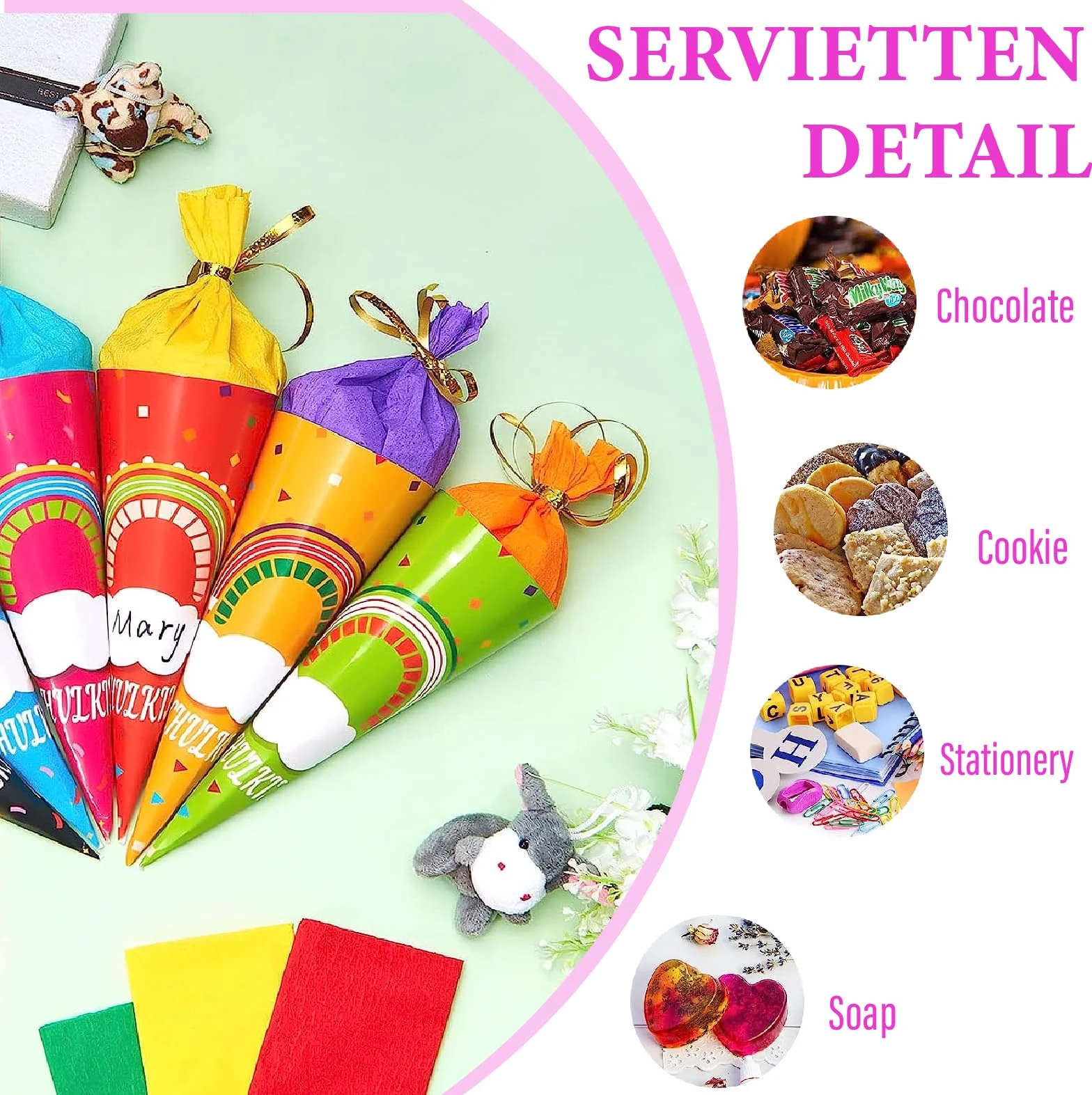 ANROI Geschwister Schultüten 18er Pack 25 cm