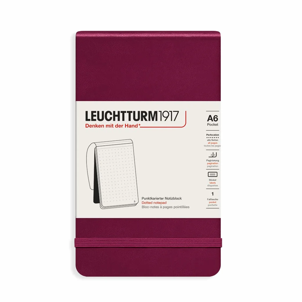 LEUCHTTURM1917 Blocco note Pocket A6 Copertina rigida 184 pagine numerate Puntini Port Red