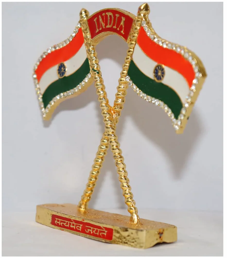 Bandiera Indiana Metallo Bandiere Nazionali Centrotavola Decorativo Auto Cruscotto Statua Scrivania Regali