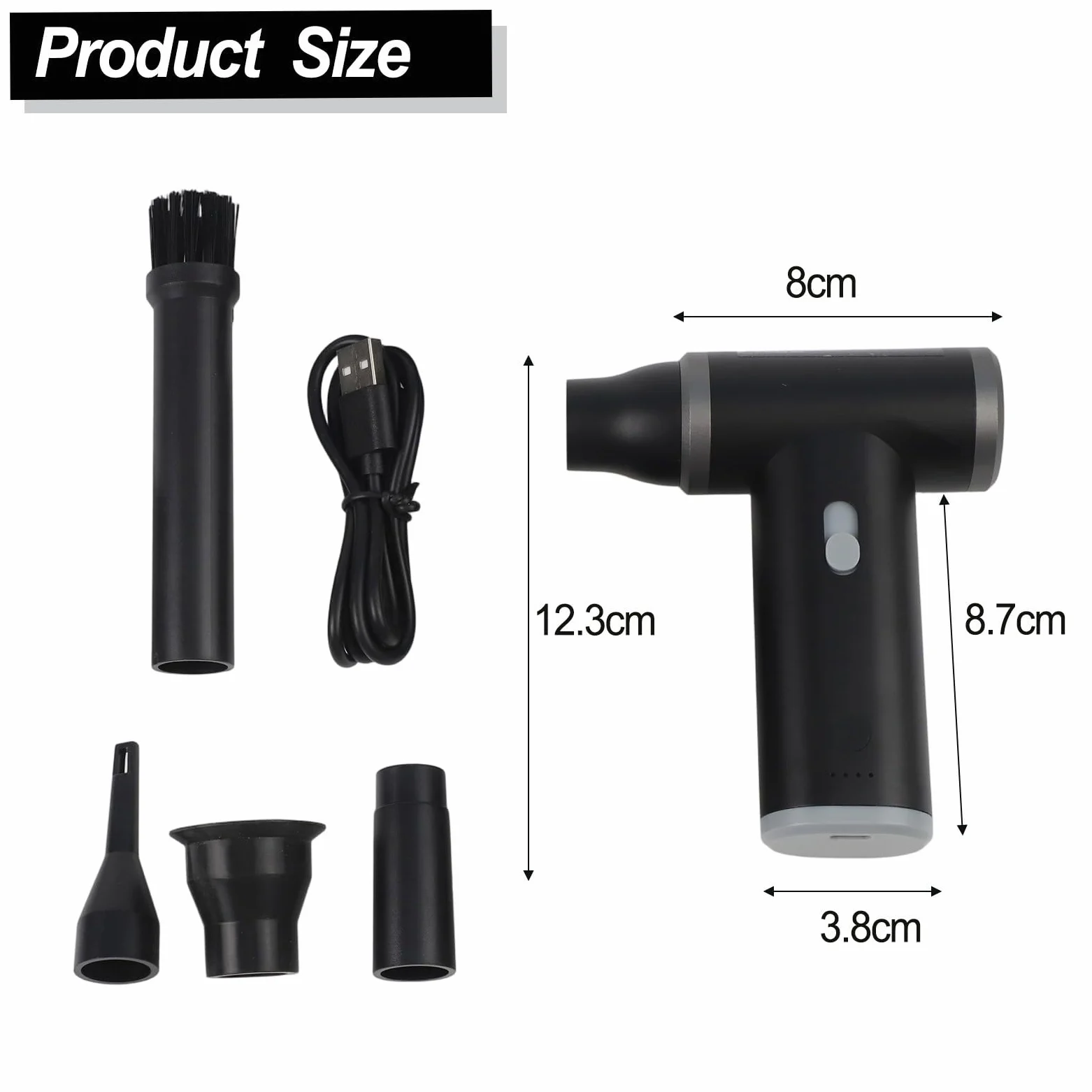 Spray pneumatico a batteria, 4000 mAh, silenzioso, senza spazzole, per spruzzo ad aria compressa | 120.000 giri/min, motore brushless, luce LED, senza fili, 4000 mAh per batteria, funzionamento silenzioso