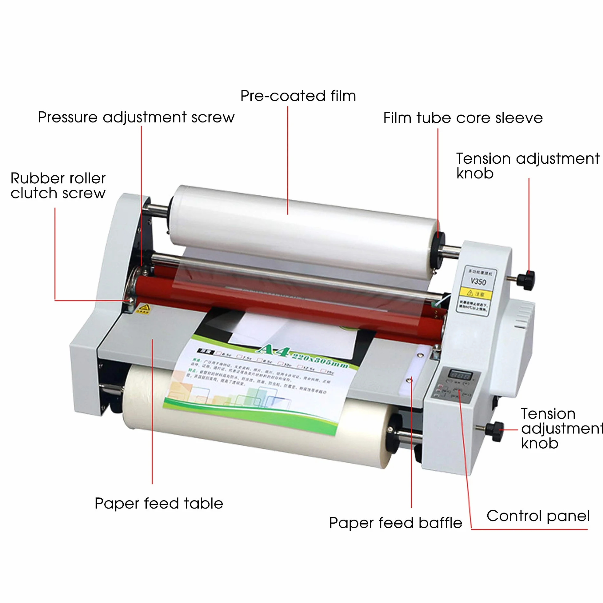 Laminatrice di riempimento a freddo a caldo, macchina di laminazione termica su un lato e su due lati con controllo della temperatura per documenti, foto, schede Max. Larghezza 35 cm
